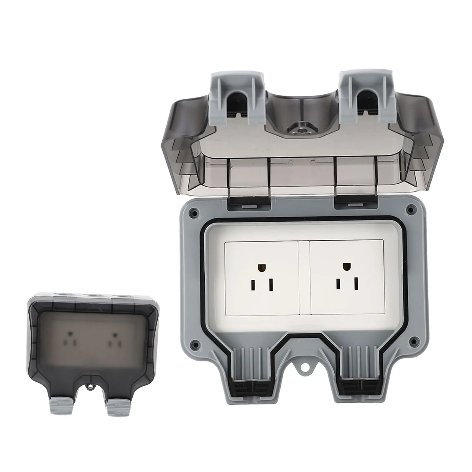 Outdoor IP66 Waterproof Wall Power Socket 2 Sockets Rainproof Charging Outlet 15A Outdoor Waterproof Outlet Wall Power Socket