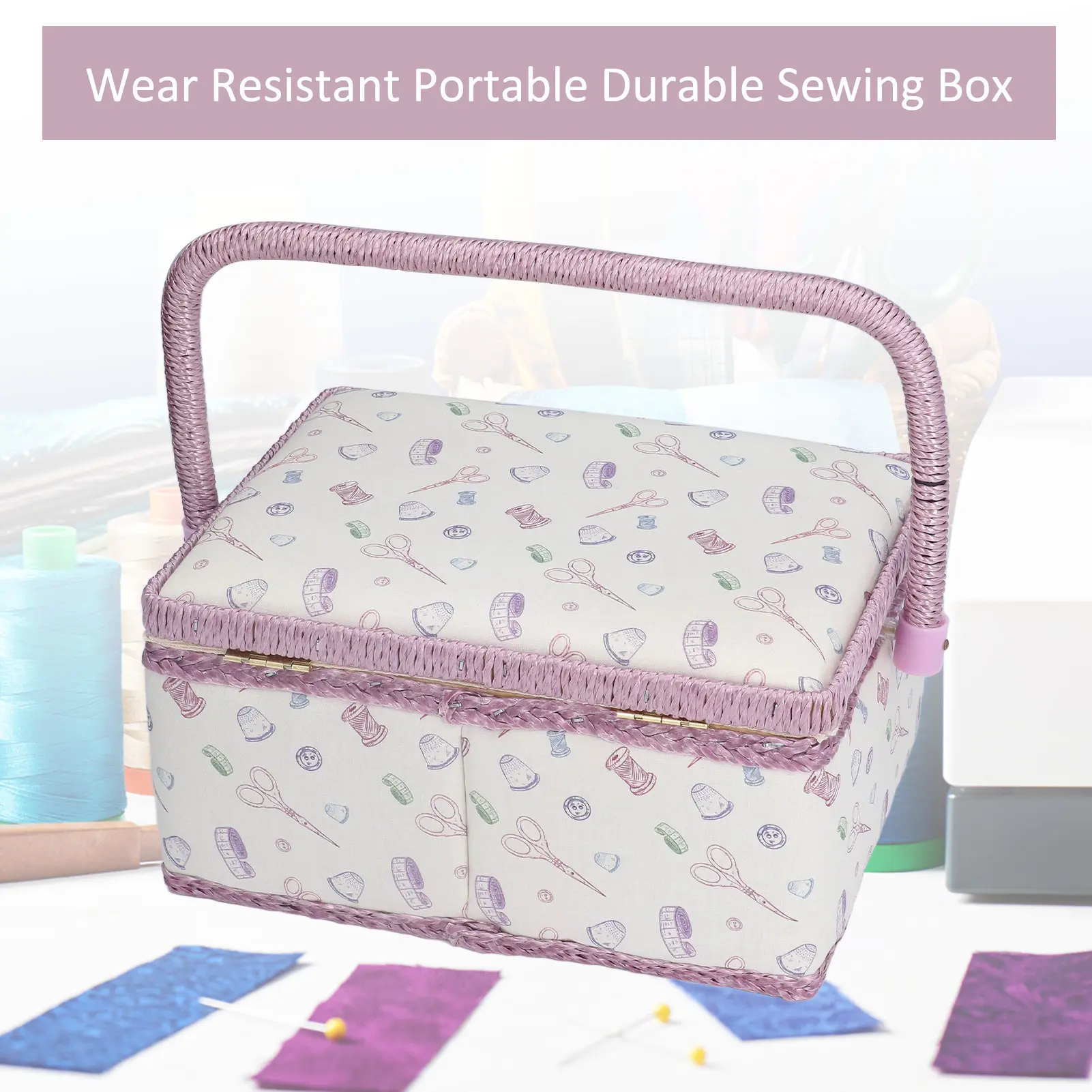 Sewing Basket  Premium Fabric Crease Proof Good Elasticity Wear Resistant Portable  Sewing Box Sewing Box Organizer