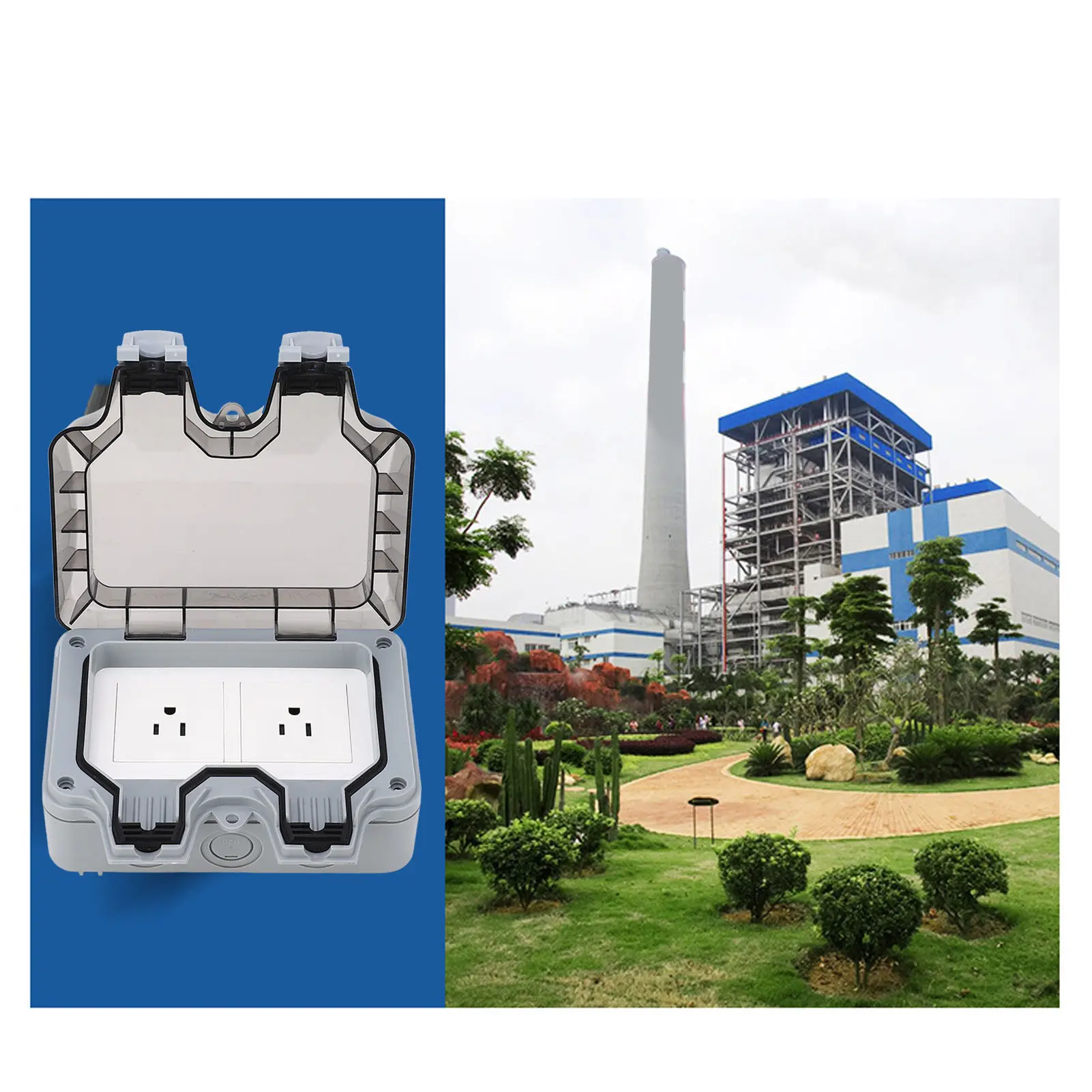 Outdoor IP66 Waterproof Wall Power Socket 2 Sockets Rainproof Charging Outlet 15A Outdoor Waterproof Outlet Wall Power Socket