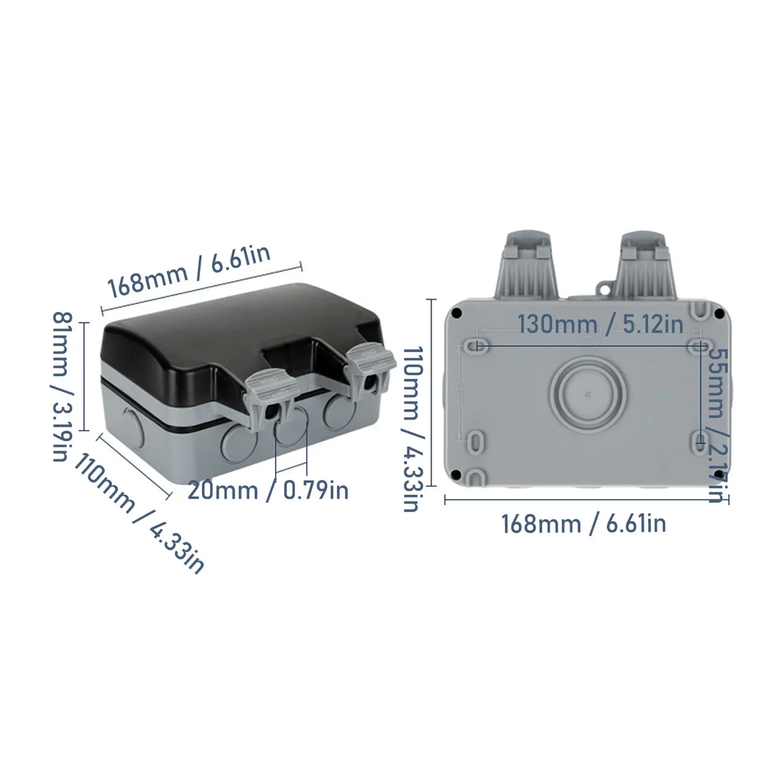 Outdoor IP66 Waterproof Wall Power Socket 2 Sockets Rainproof Charging Outlet 15A Outdoor Waterproof Outlet Wall Power Socket