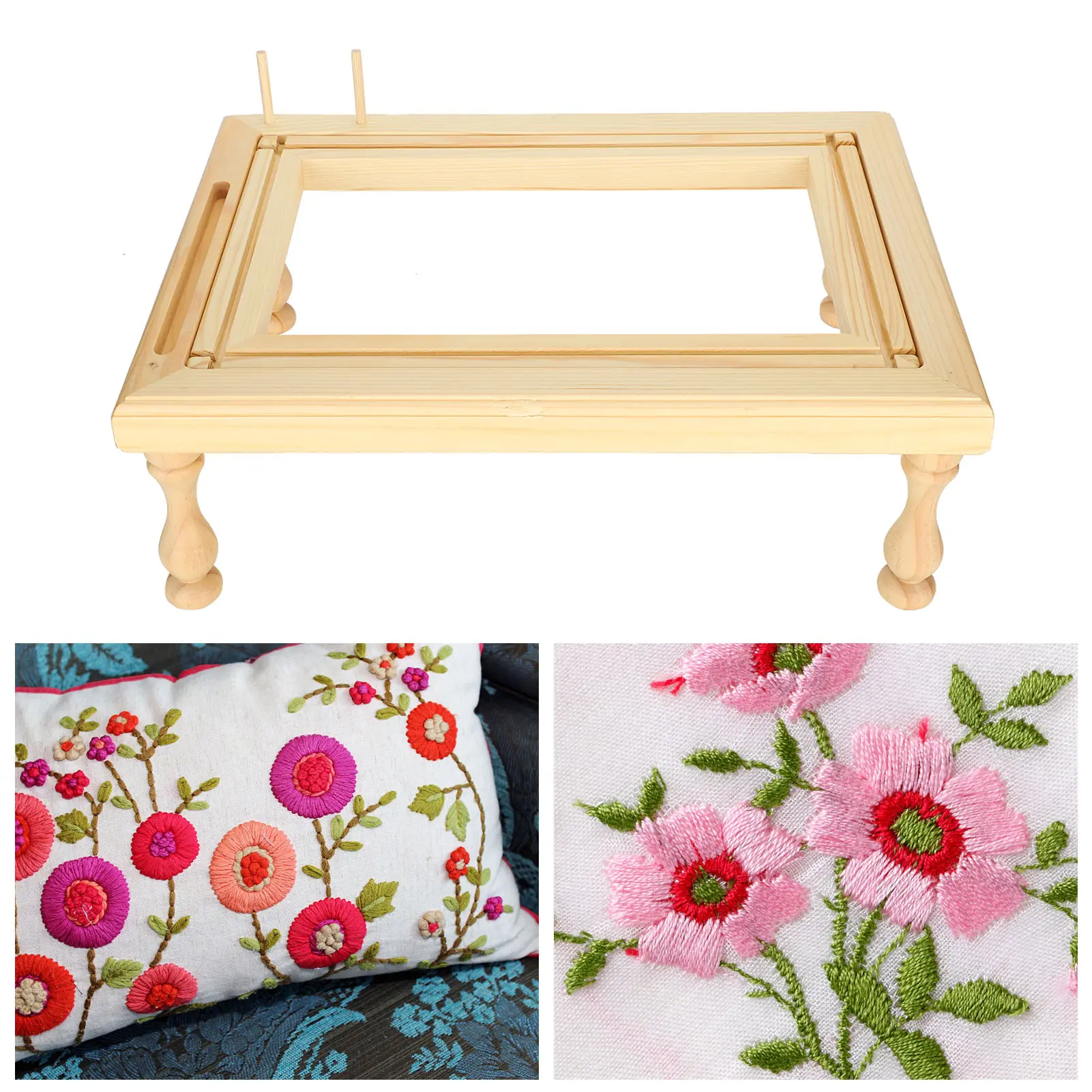 Supplies Desktop Embroidery Frame Table Embroidery Frame ‑Stitch Desktop Sewing Crochet Front Back Wooden Stand S