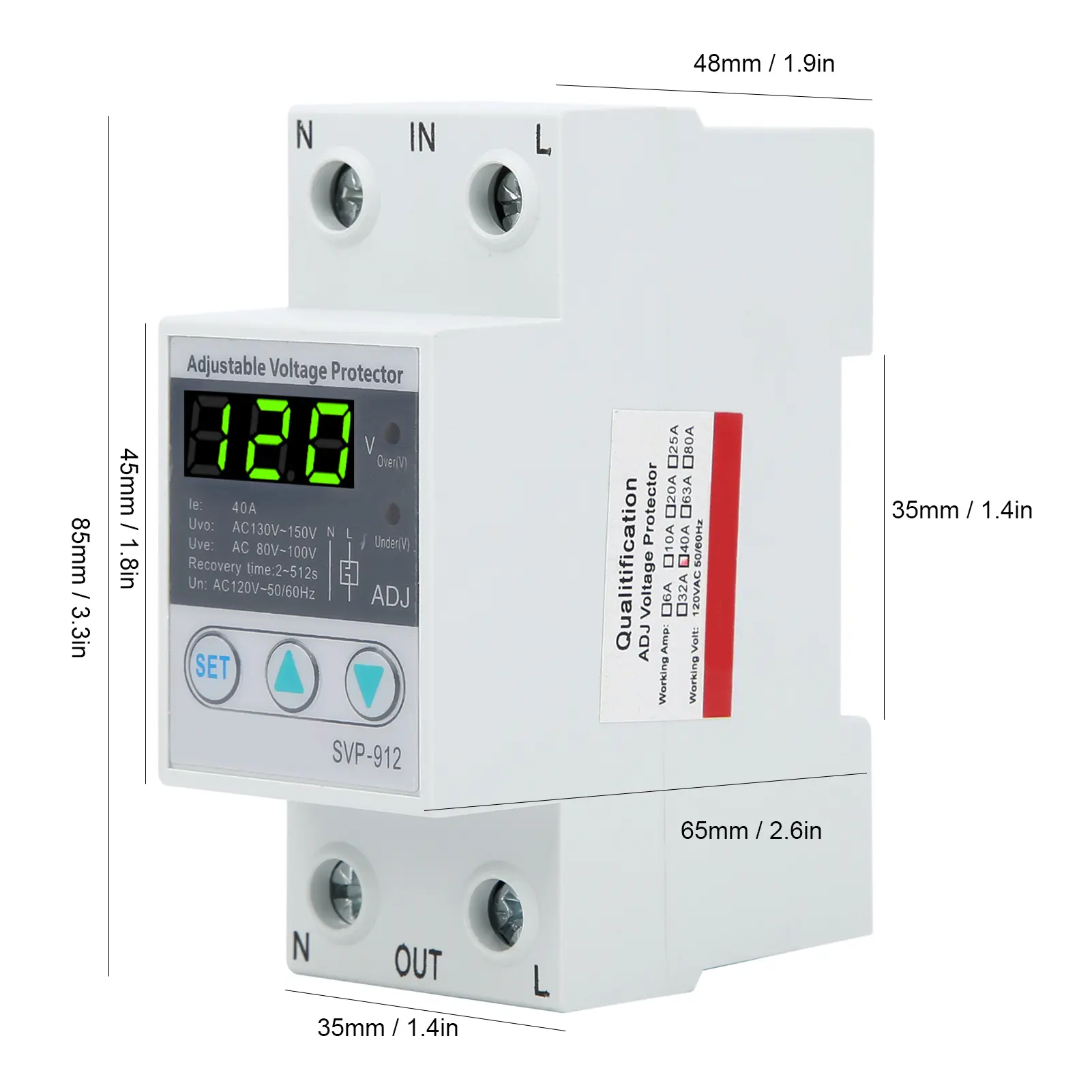 SVP912 120VAC Adjustable SelfRecovery Under Voltage Automatic Reset   Voltage Protector Voltage Self‑Recovery