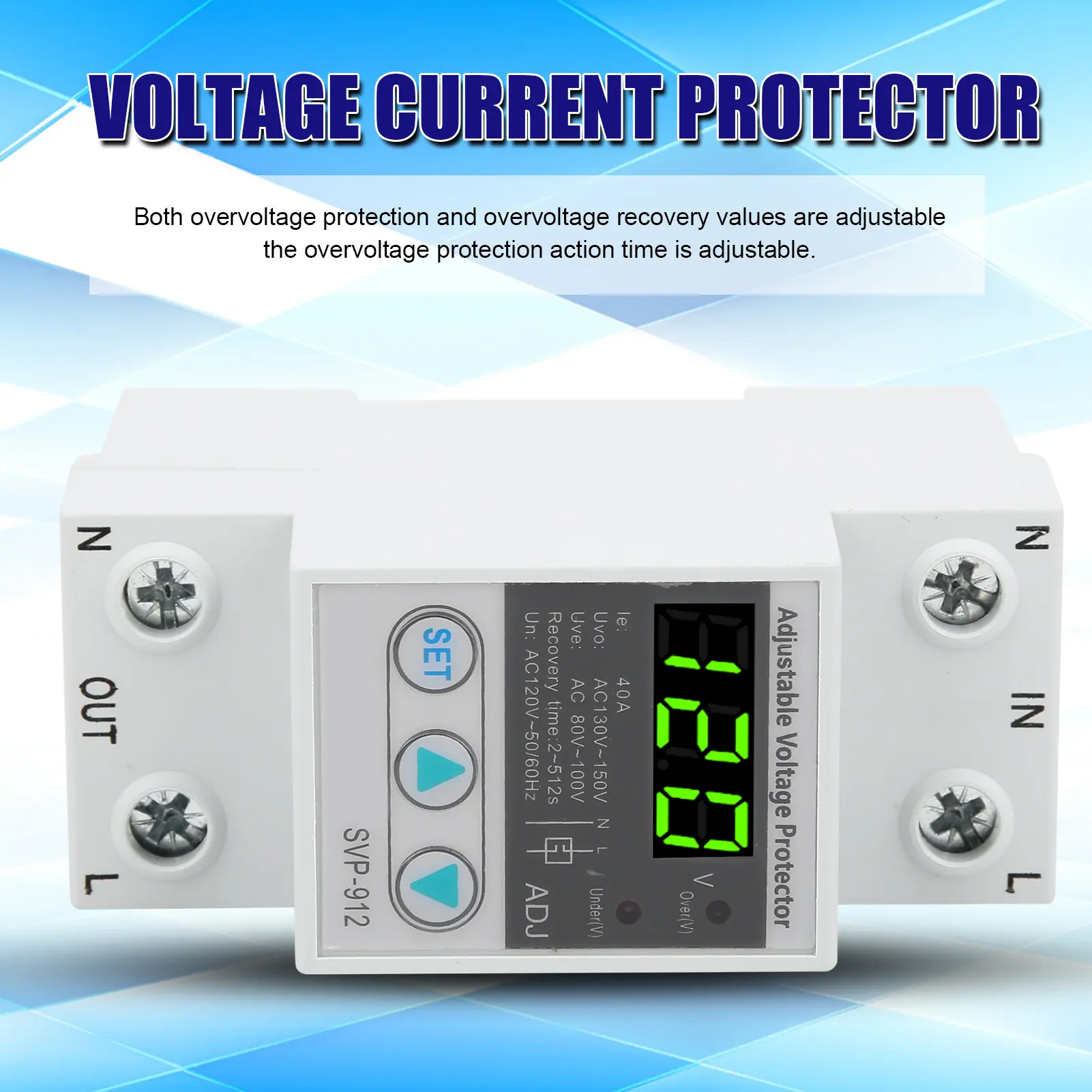 SVP912 120VAC Adjustable SelfRecovery Under Voltage Automatic Reset   Voltage Protector Voltage Self‑Recovery