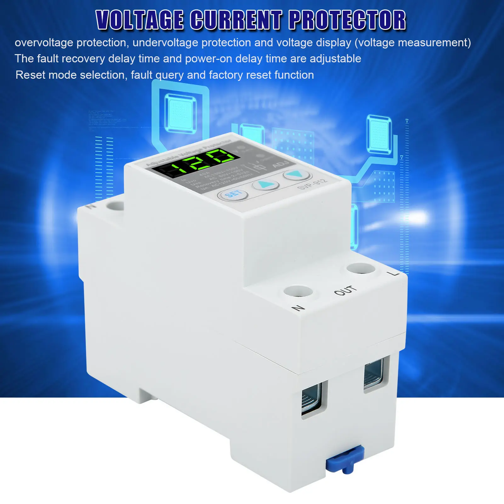 SVP912 120VAC Adjustable SelfRecovery Under Voltage Automatic Reset   Voltage Protector Voltage Self‑Recovery