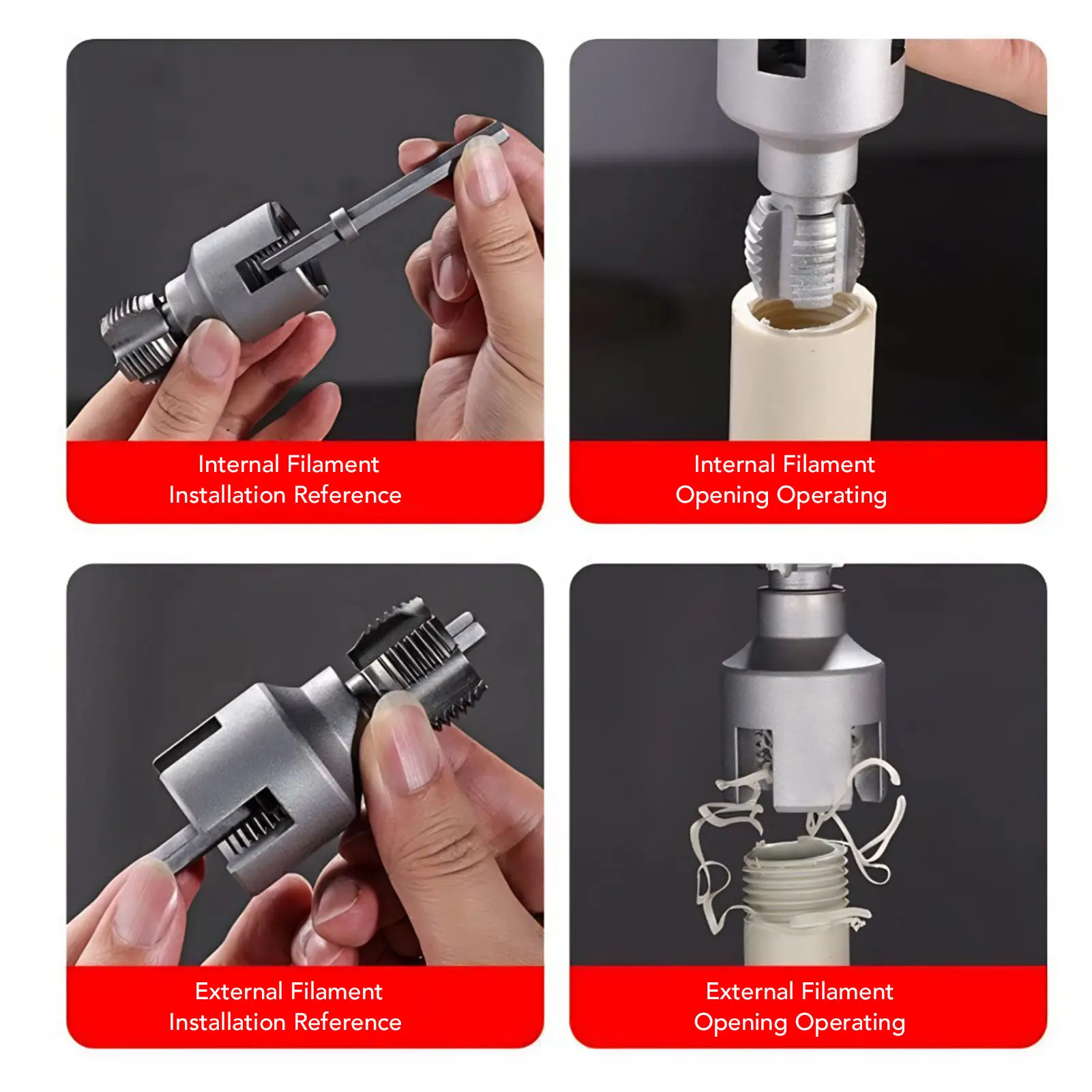 Pipe Threader Tool Internal External Pipe Threading Tool  Steel 1/2in 3/4in Multifunctional Adjustable Rugged for Pipeline
