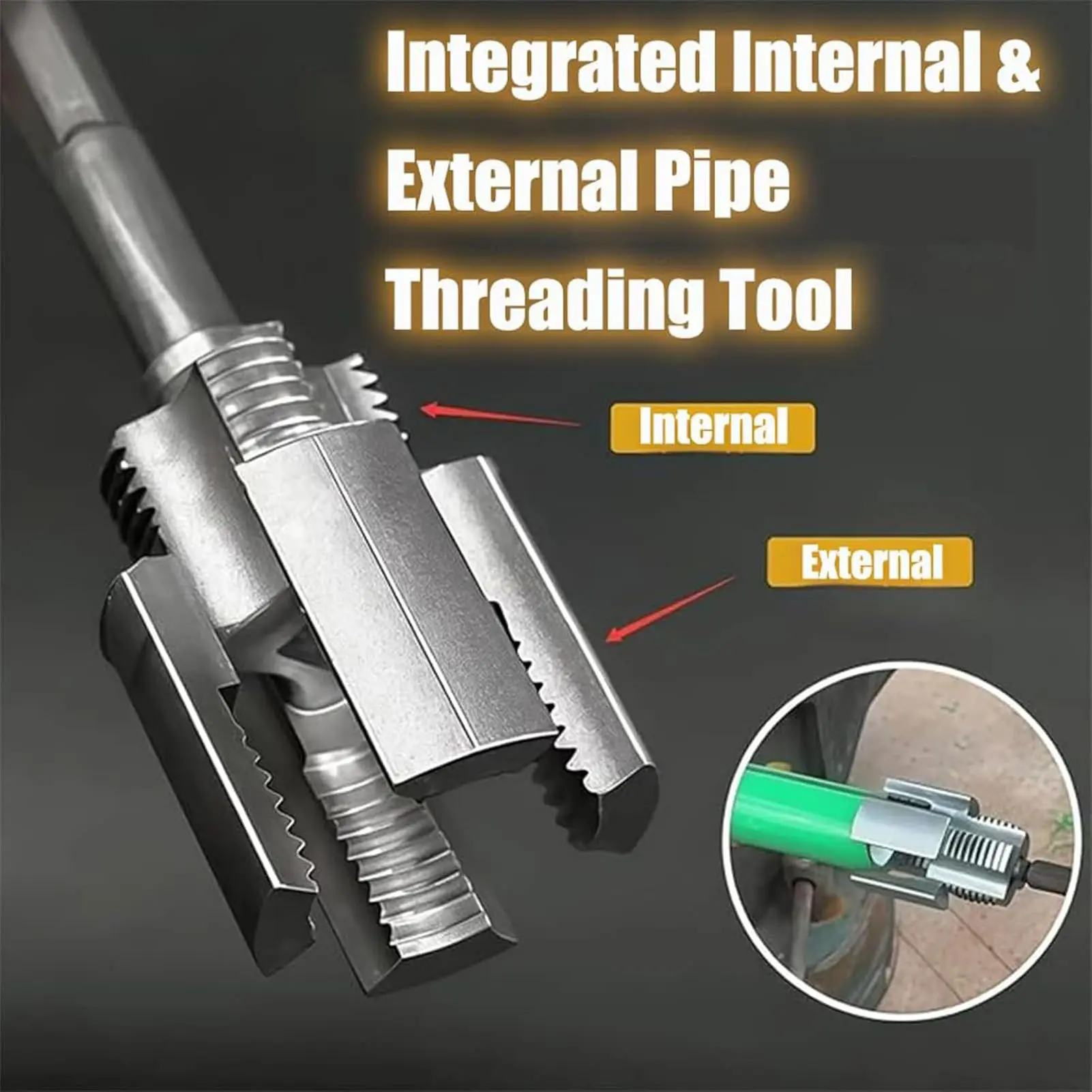 Pipe Threader Tool Internal External Pipe Threading Tool  Steel 1/2in 3/4in Multifunctional Adjustable Rugged for Pipeline