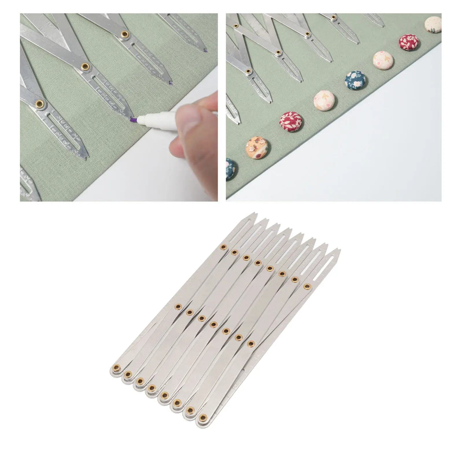 Sewing Gauge Expanding Sewing Gauge Aluminum 8 Heads Button  Equal Space Divider Sewing Tool for Buttons Pleats Crafts