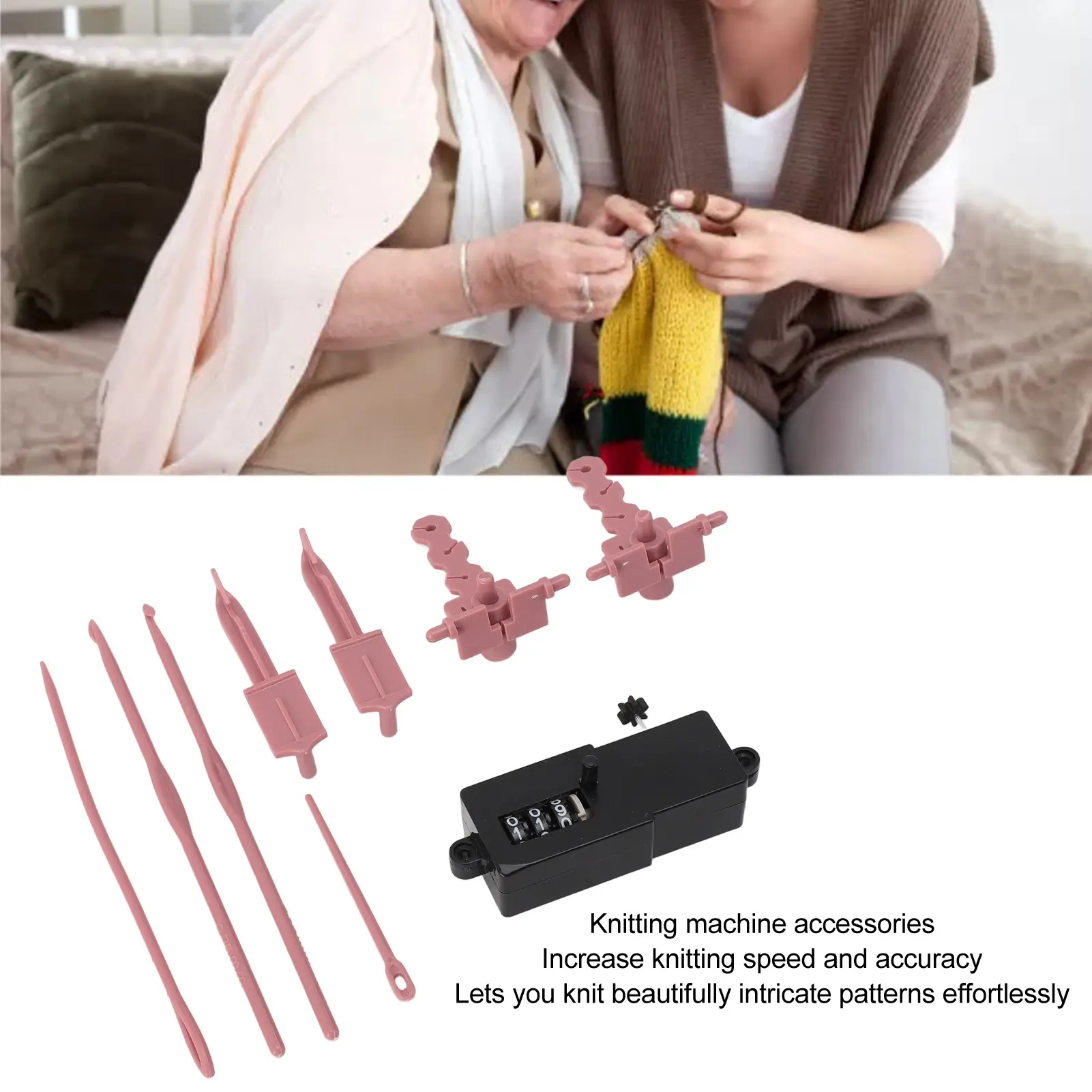 Knitting Tensioner Drill Attachment and Knit Hook Kit Knitting Machine Accessories Increase Speed Plastic Portable for Repair