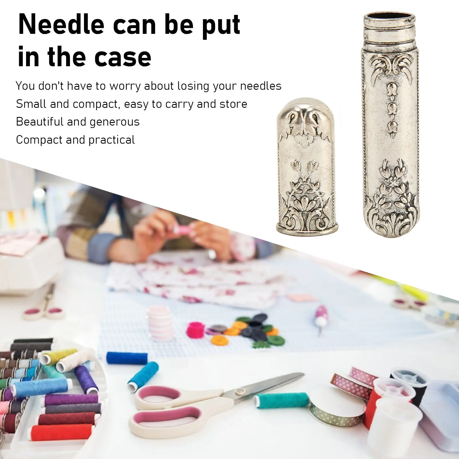 Sewing Needles Storage Case Sewing Needles Case Vintage Portable Metal Embroidery Needle Holder for Hand Sewing Needles