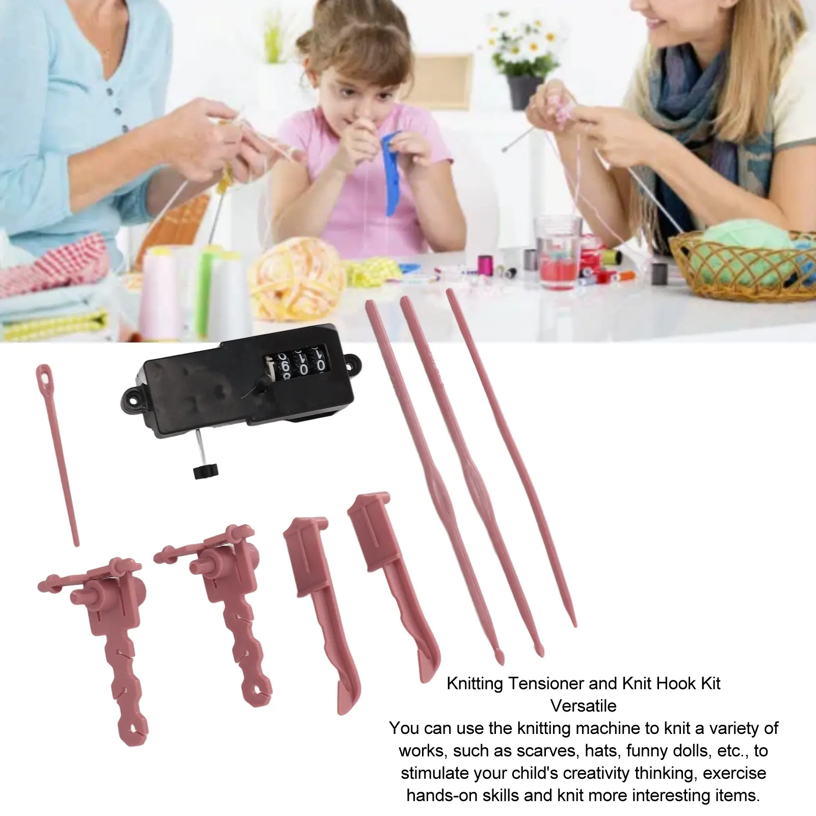 Knitting Tensioner Drill Attachment and Knit Hook Kit Knitting Machine Accessories Increase Speed Plastic Portable for Repair