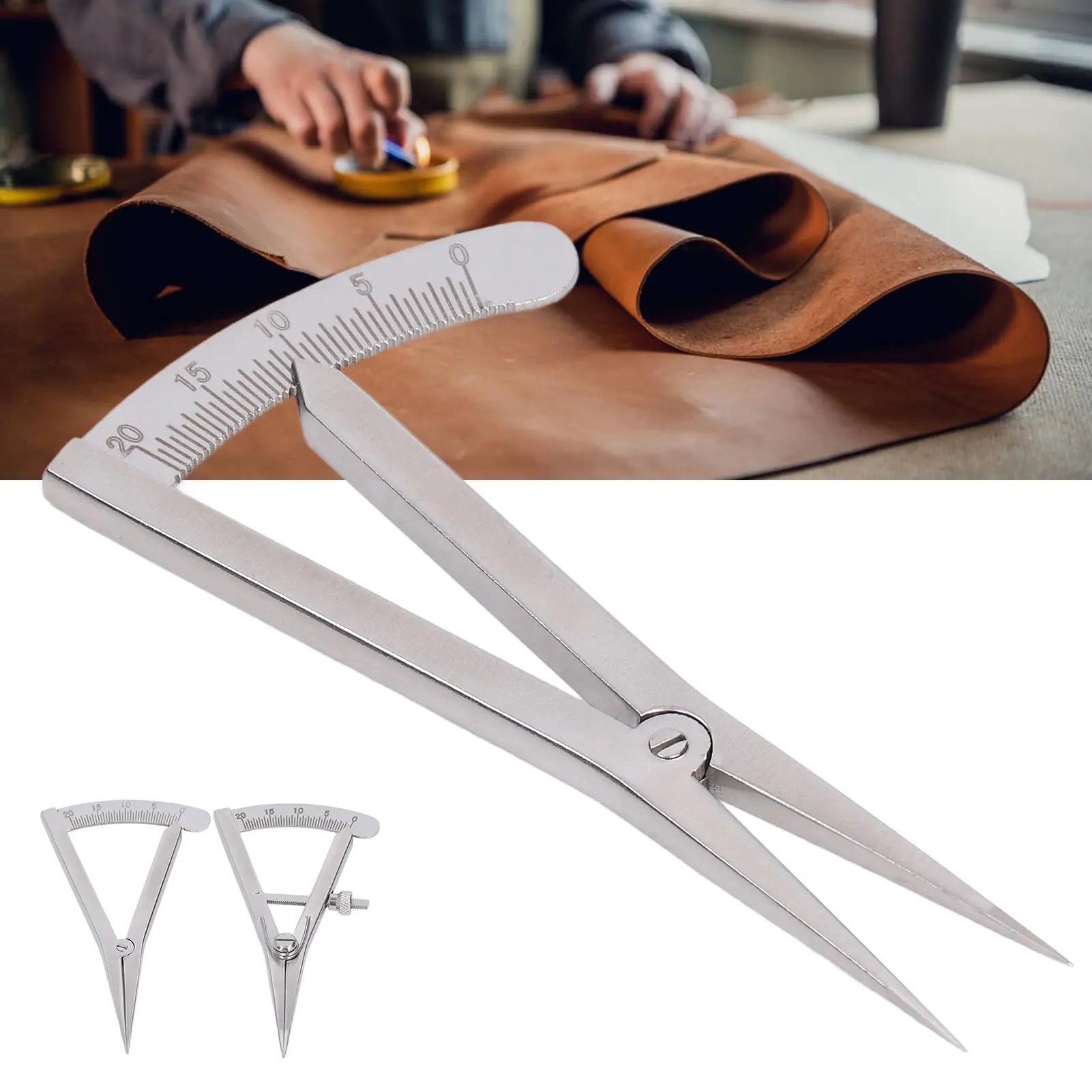 Leather  Leather Tools Marking Gauge  Hand Made Leather Art Stainless Steel Adjustable Fine Marking Gauge Wing Divider