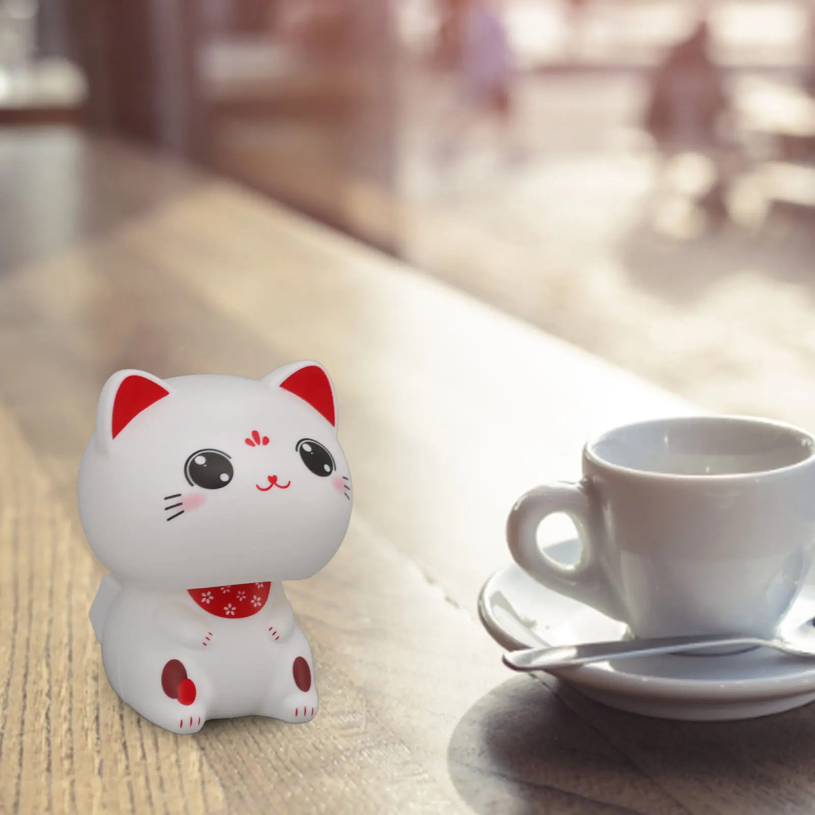 Cat Decoration Cute Cat Ornament Cute Cat Ornament Solar Light Induction Plastic Lucky Nodding Cat for Restaurants Car Dashboard