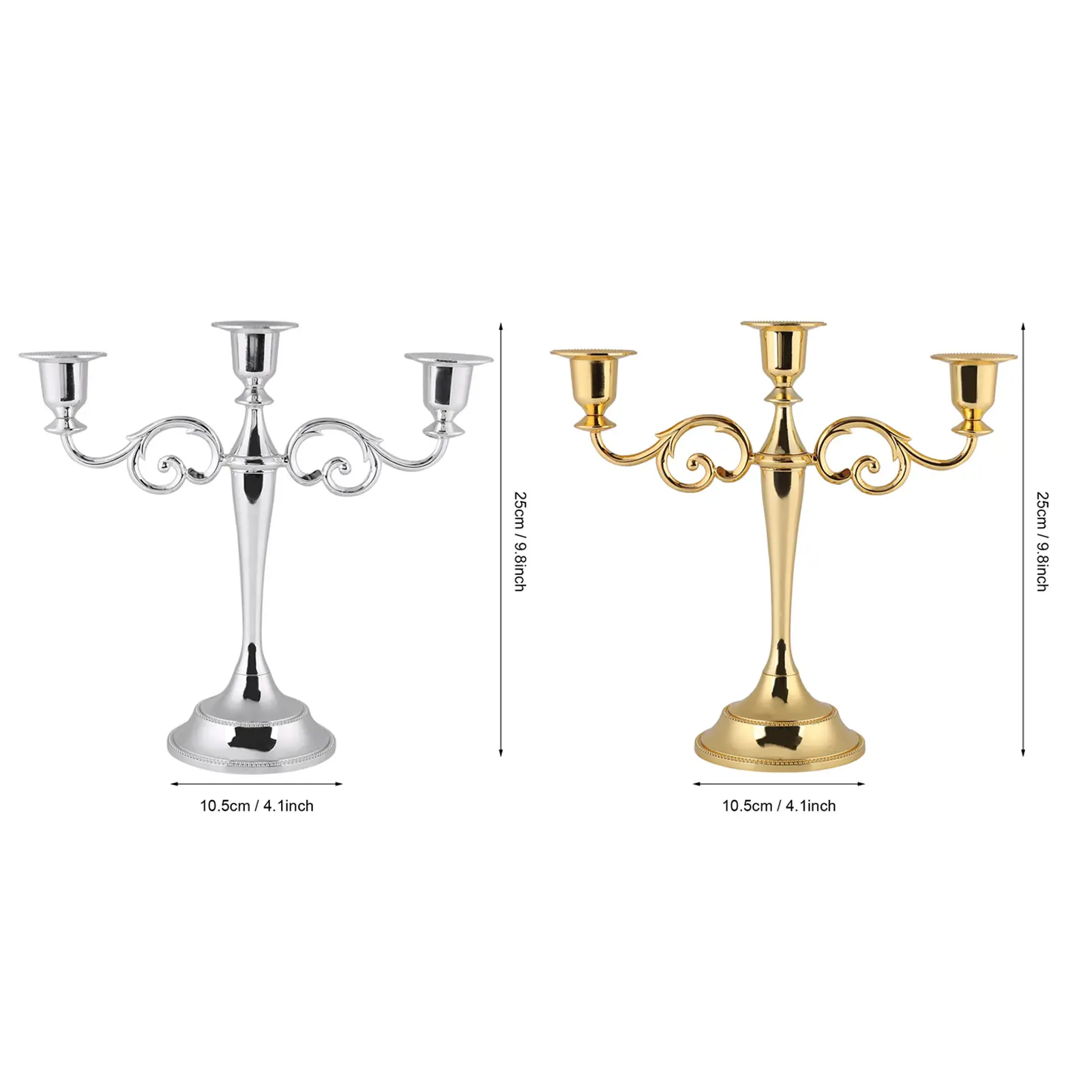 2 Colors 3 Arms Metal Candle Holder European  Candelabra Wedding Candlestick Home Decor 3 Branches Candle Holder
