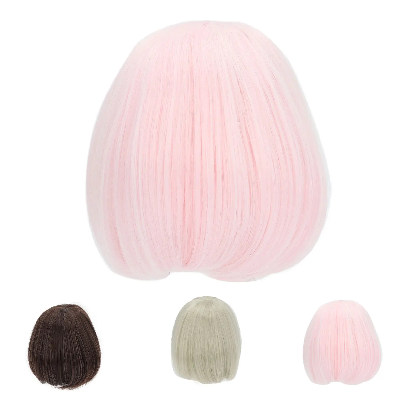 BJD Hair Doll Wig Hair Doll Short Hair Wig Doll Wig Straight Bang Shoulder Length Short Hair Soft Fiber Easy Cutting for 1/3 BJD