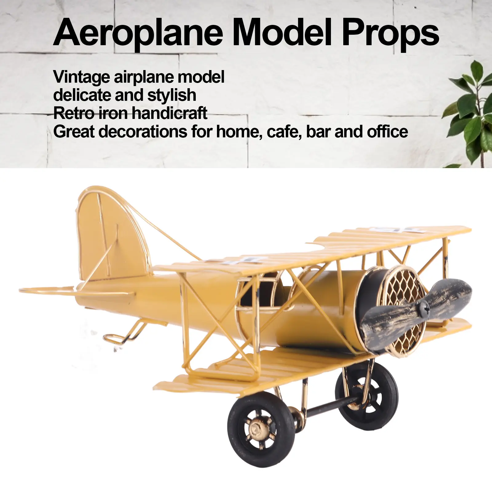 Iron Airplane  Retro Airplane Model Delicate Vintage Biplane Handicraft for Home Decoration Cafe Ornament Wrought Iron Plane