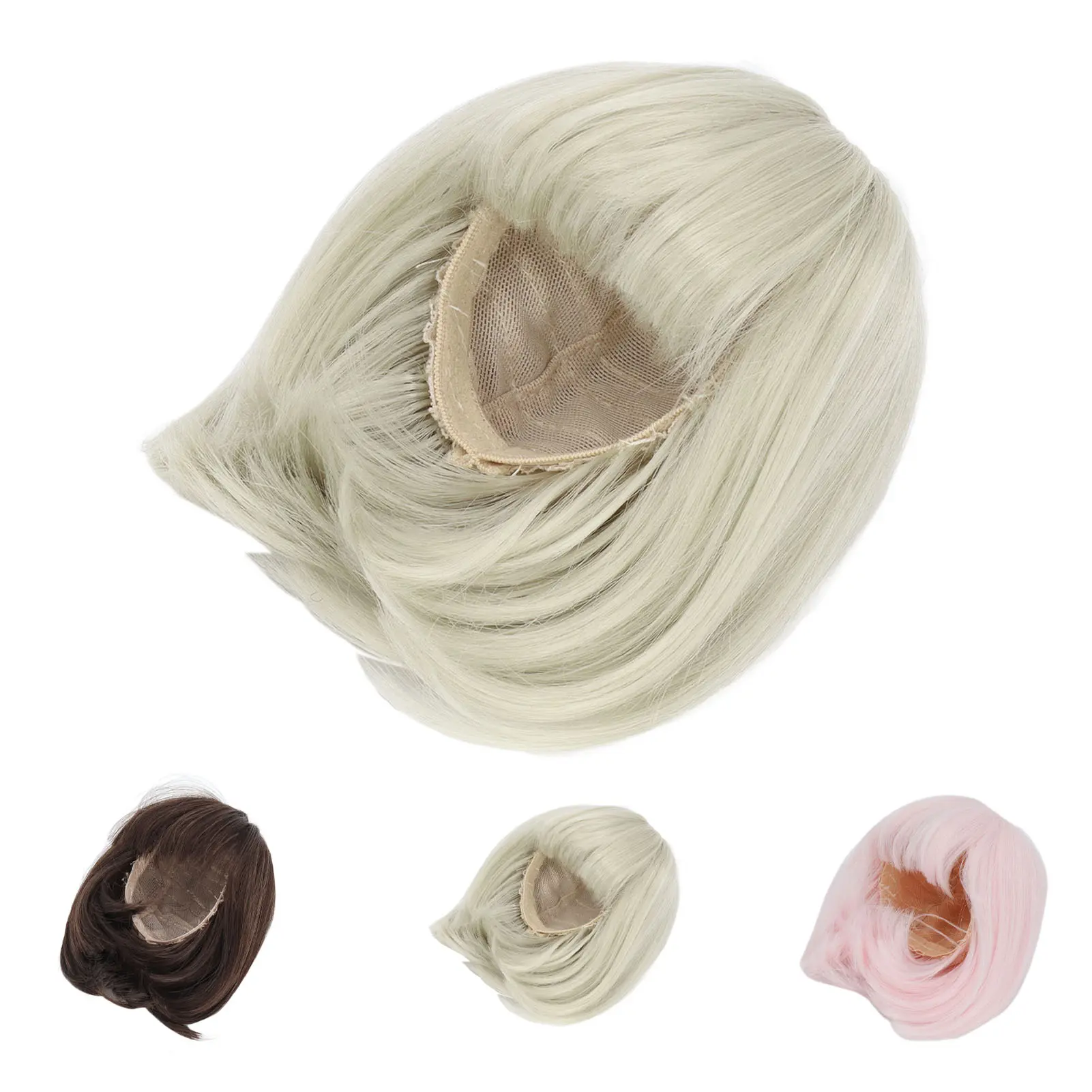 BJD Hair Doll Wig Hair Doll Short Hair Wig Doll Wig Straight Bang Shoulder Length Short Hair Soft Fiber Easy Cutting for 1/3 BJD