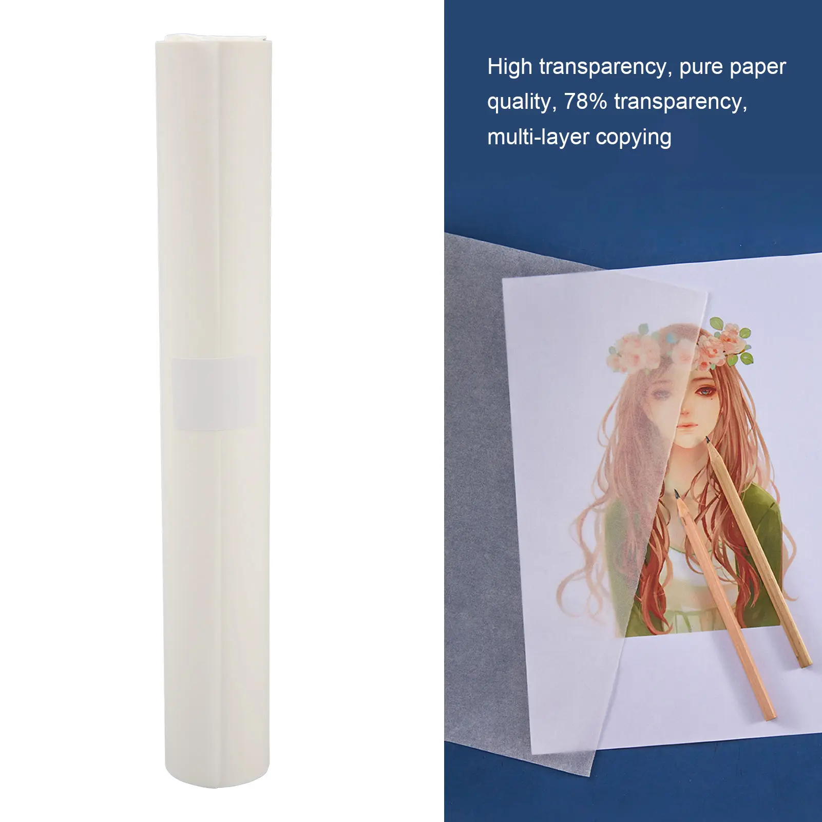 Pattern Paper Tracing Paper Roll White High Transparency Pattern Paper for Sewing Dressmaking Sketch Drafting Tracing Paper Roll