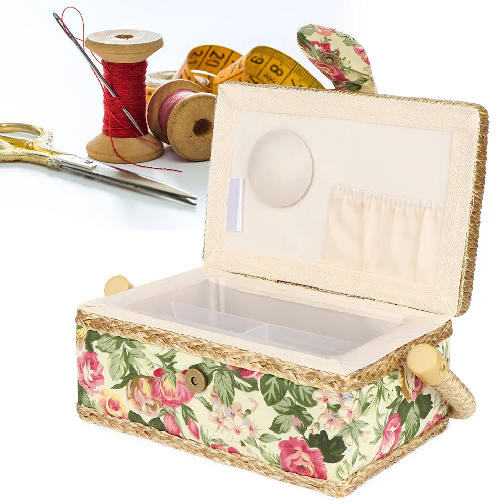 Cloth Sewing Storage Box Handmade Sewing Box Household Fabric Craft Handmade Sewing Basket Thread Needle Storage Box Organizer