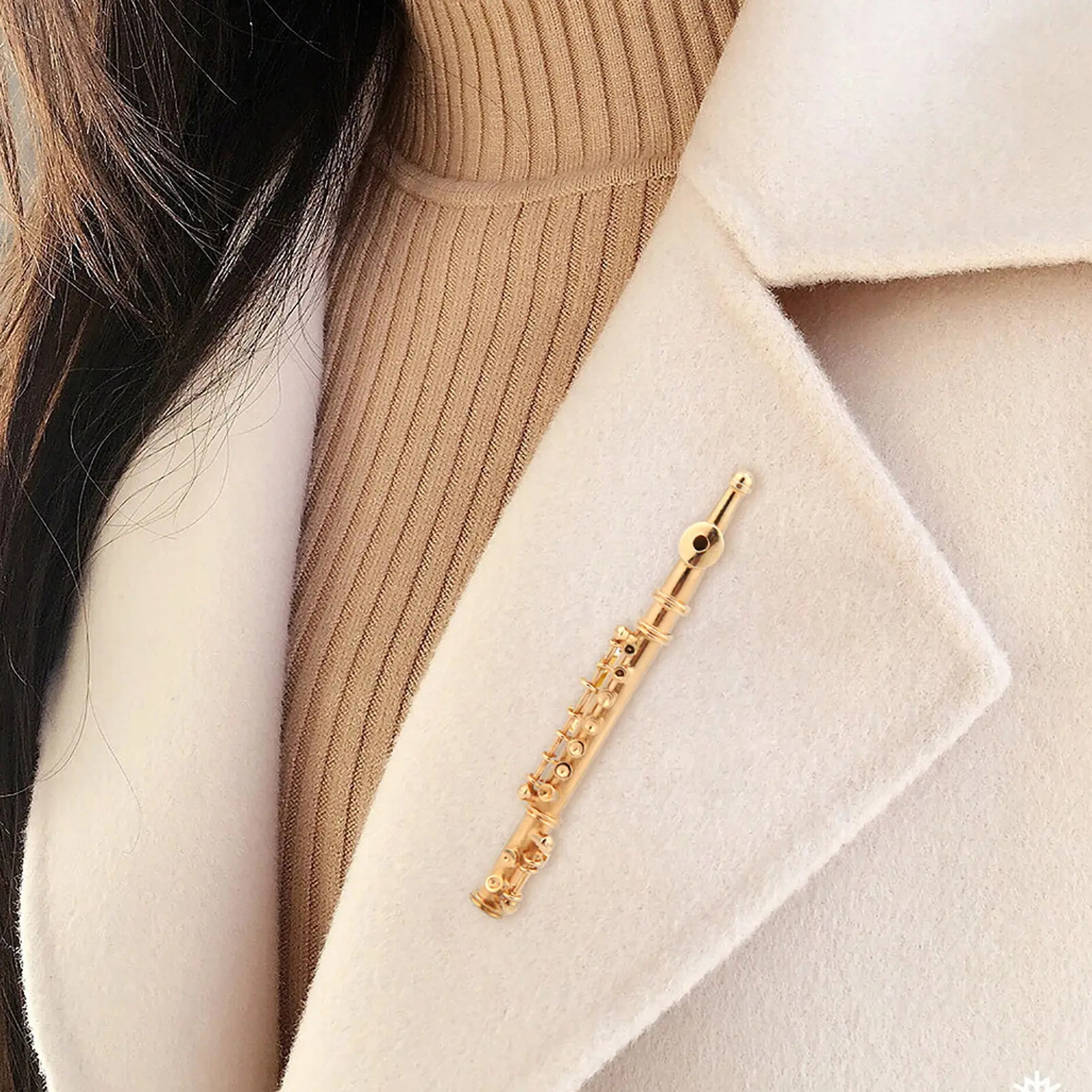 Brooch Brooch Collection  Flute Shaped Musical Instrument Brooch Pin Accessory for Gift Collection Musical Instrument Brooch