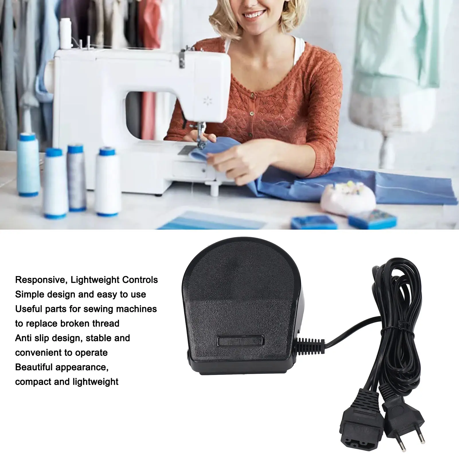 Sewing Machine Foot Pedal Sensitive Universal EU Plug 220V Horseshoe Shaped Sewing Machine Pedal With Power Cord for Home