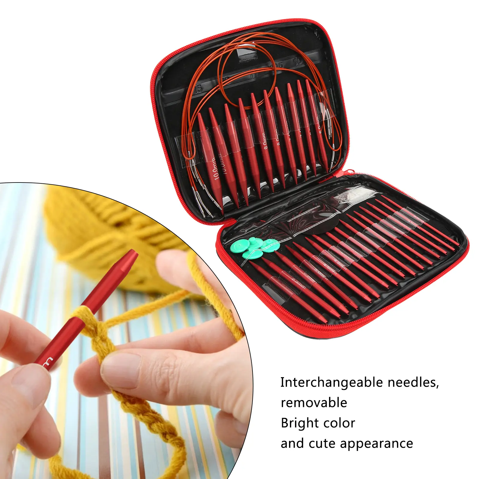 Circular Knitting Needles Multifunctional Wide Uses Knitting Needles Set Interchangeable for Socks  for Sweaters  for