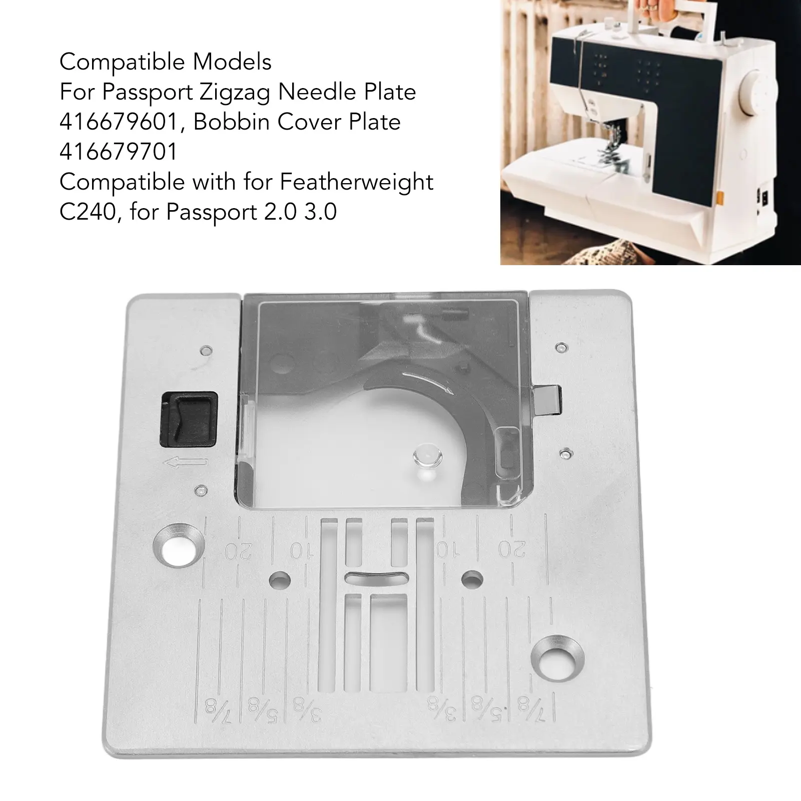 Replacement Needle Plate Sewing Machine Needle Plate Replacement Needle Plate with Cover Plate for Passport 2.0 Passport 3.0