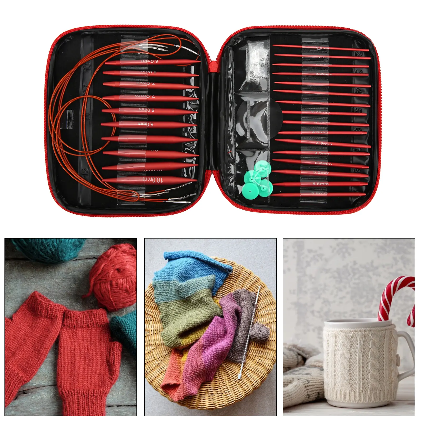 Circular Knitting Needles Multifunctional Wide Uses Knitting Needles Set Interchangeable for Socks  for Sweaters  for