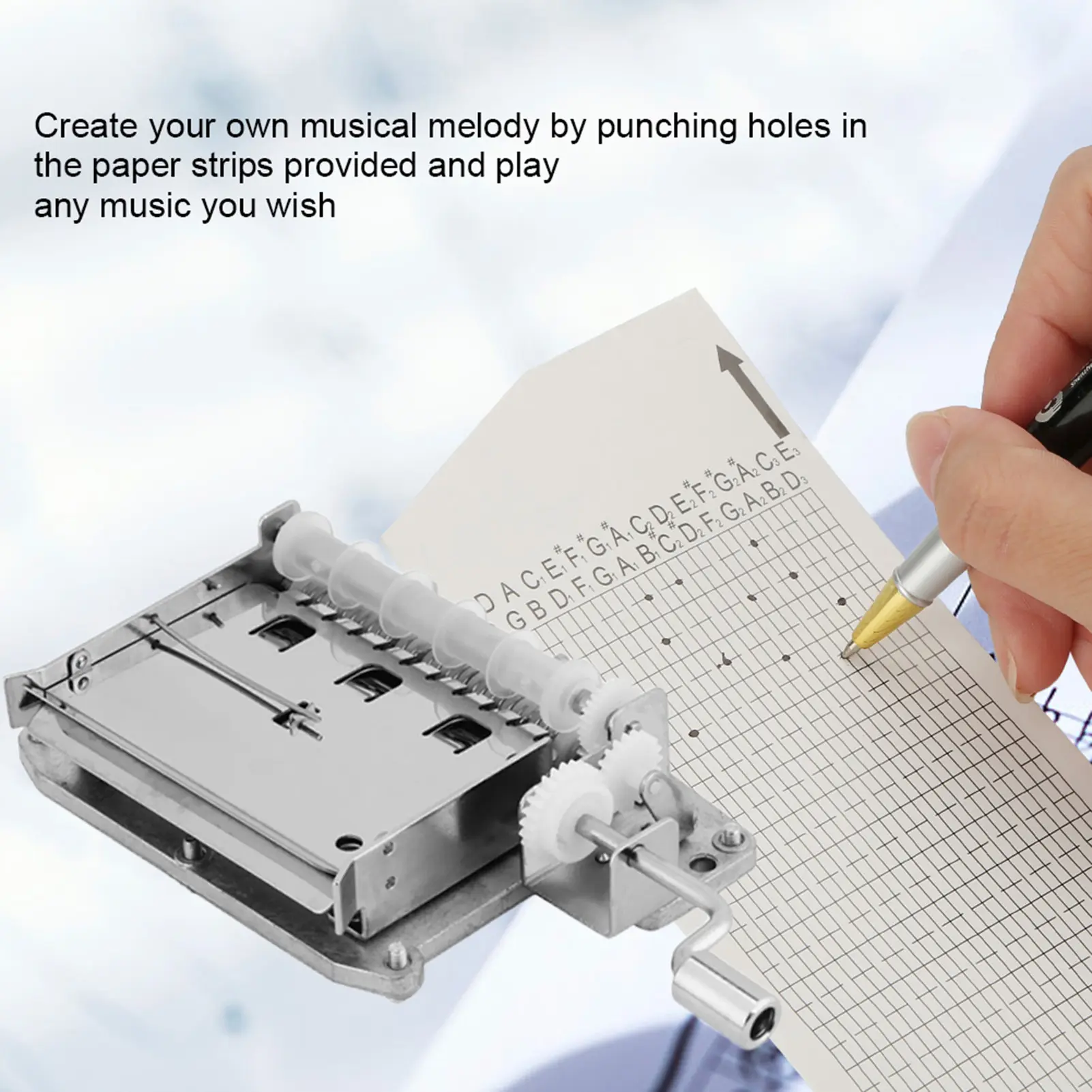 30 Note Tape Hand Crank Music Box Movement Hole Puncher 20 Papar Tapes  Music Box Movement Tape Compose Music Box