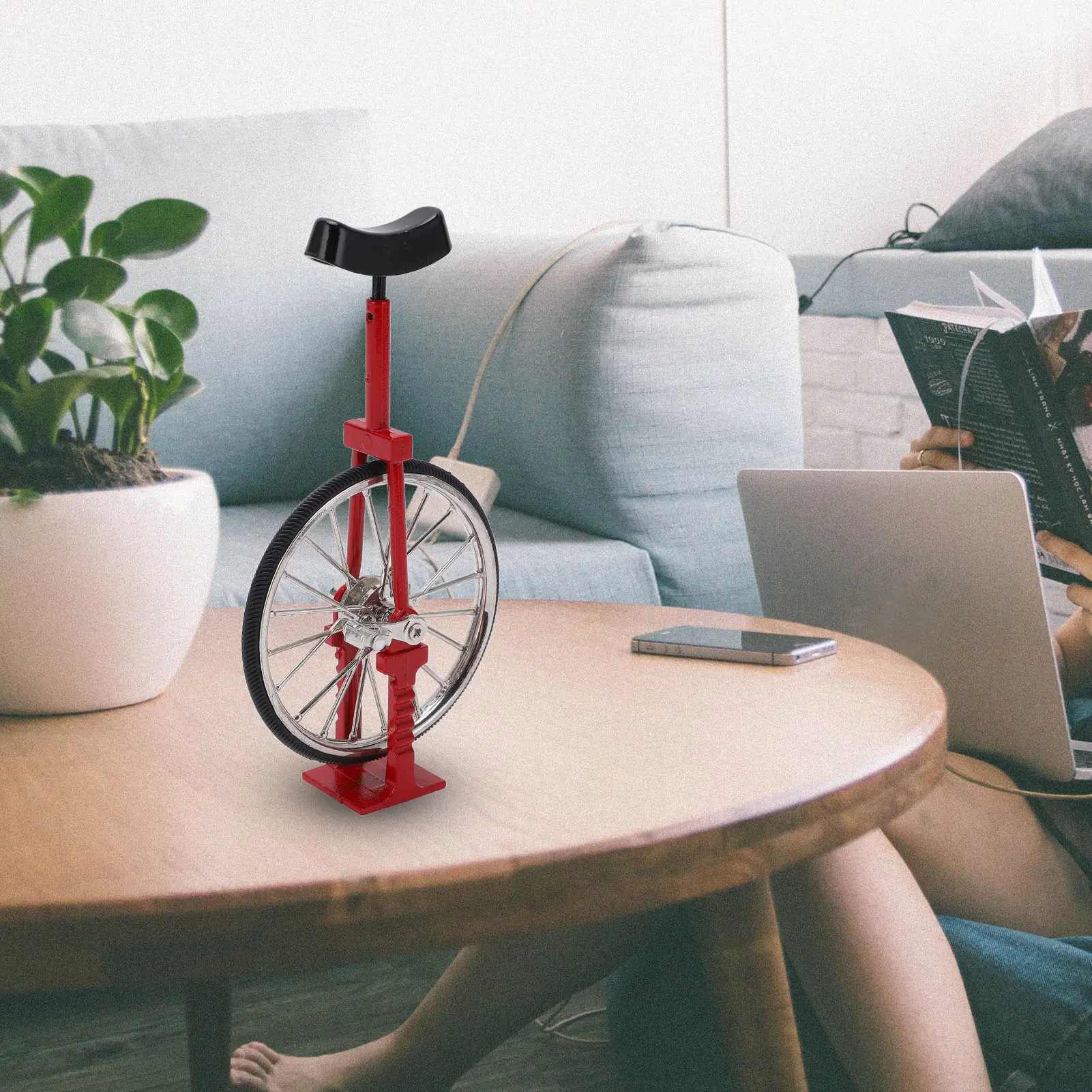 Unicycle Model Simulated Vivid Design Beautiful Exquisite Textured Alloy  Single Wheel  Ornament  Unicycle Ornament