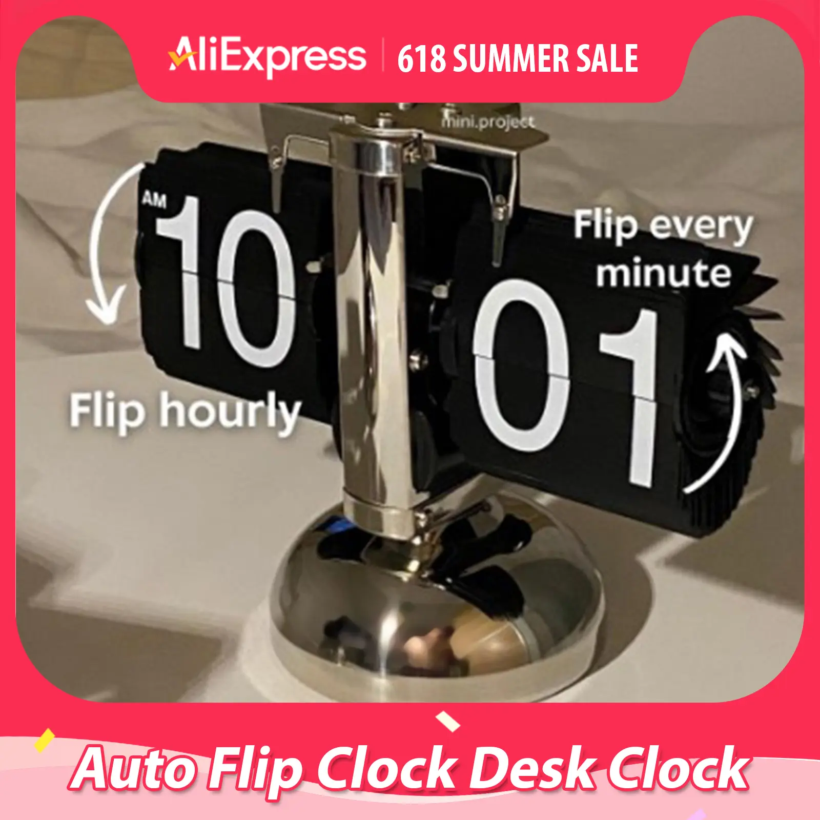 Digital  Down Clock Retro Minimalist Single Foot Mechanical Auto  Clock Desk Clock for Home Livingroom  Desk Clock