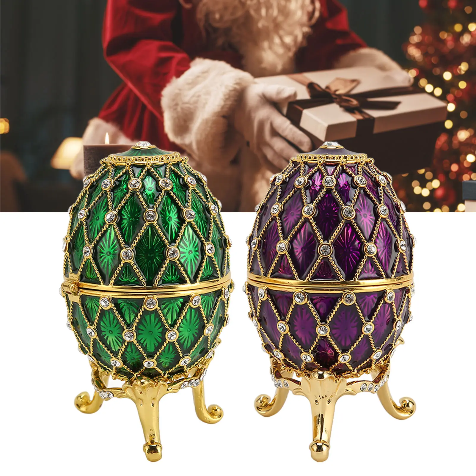 Egg Shape Trinket Boxes Egg Shape Trinket Boxes Vintage Exquisite Rhinestones Trinket Boxes with Hinged for Living Room