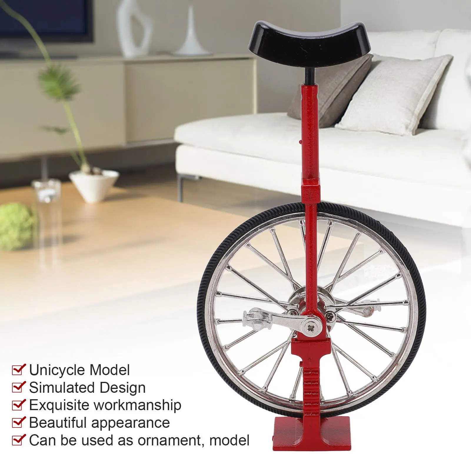 Unicycle Model Simulated Vivid Design Beautiful Exquisite Textured Alloy  Single Wheel  Ornament  Unicycle Ornament
