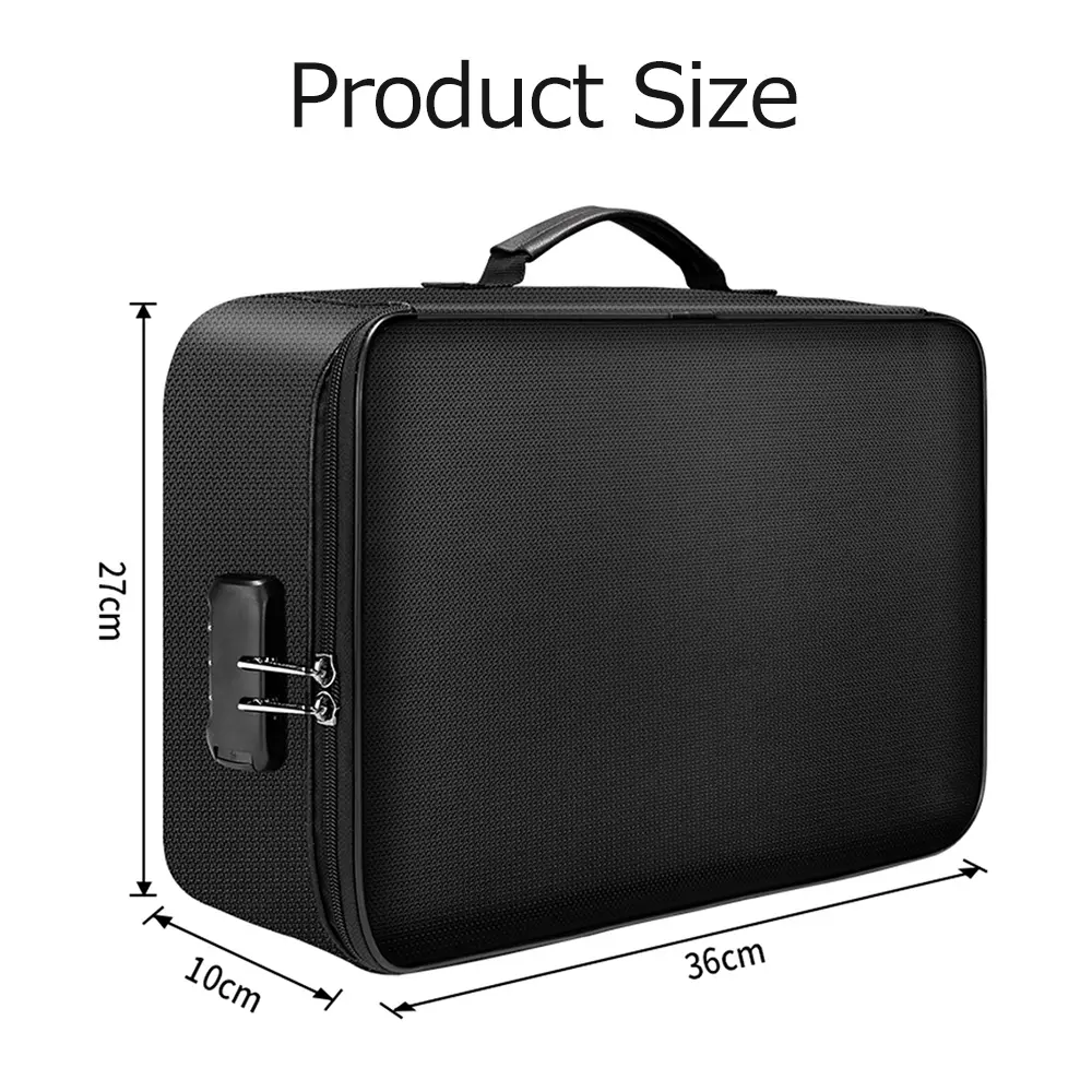 Multifunctional Multi-Layer Document Bag Large Capacity Fireproof Waterproof File Certificate Storage Bag with Password Lock