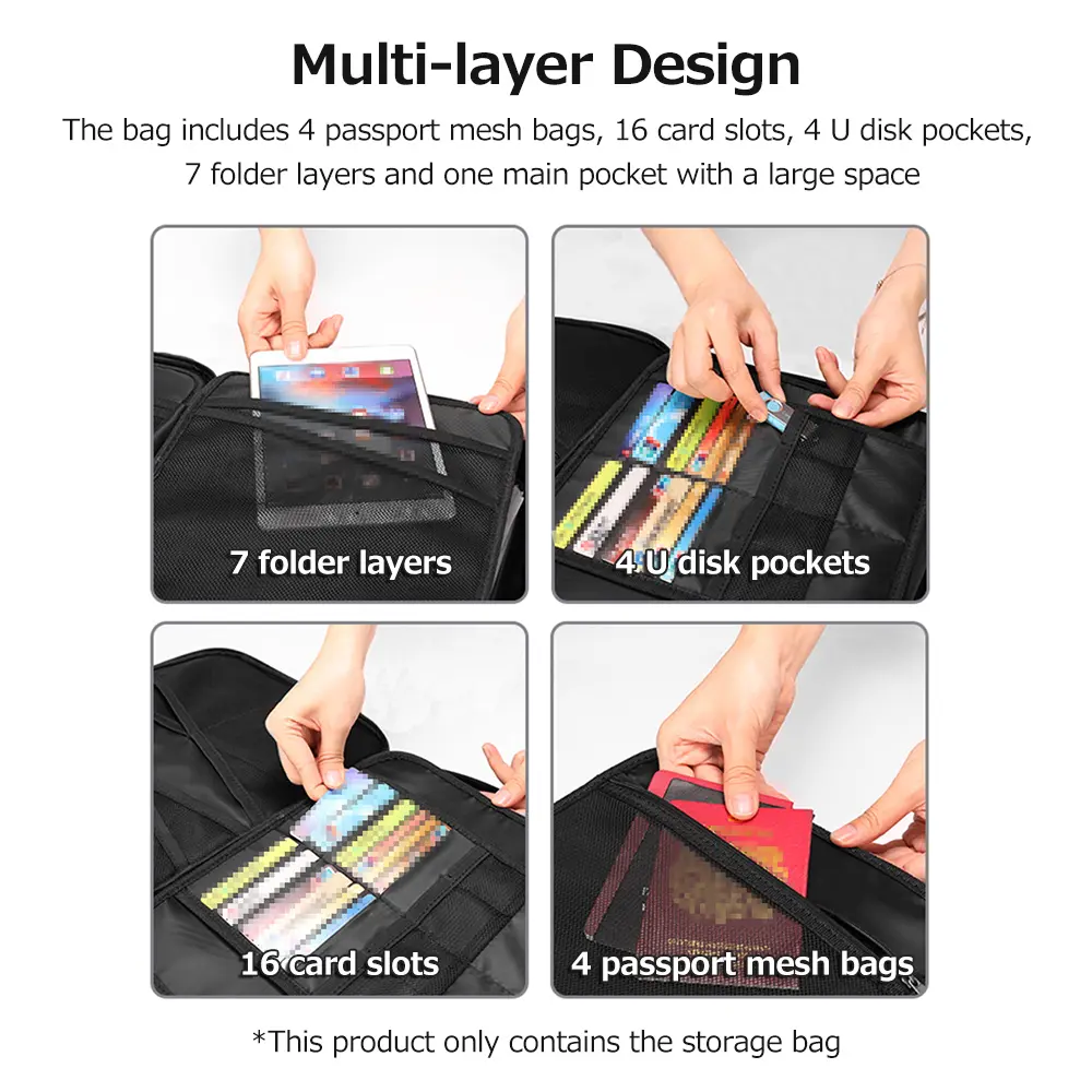 Multifunctional Multi-Layer Document Bag Large Capacity Fireproof Waterproof File Certificate Storage Bag with Password Lock