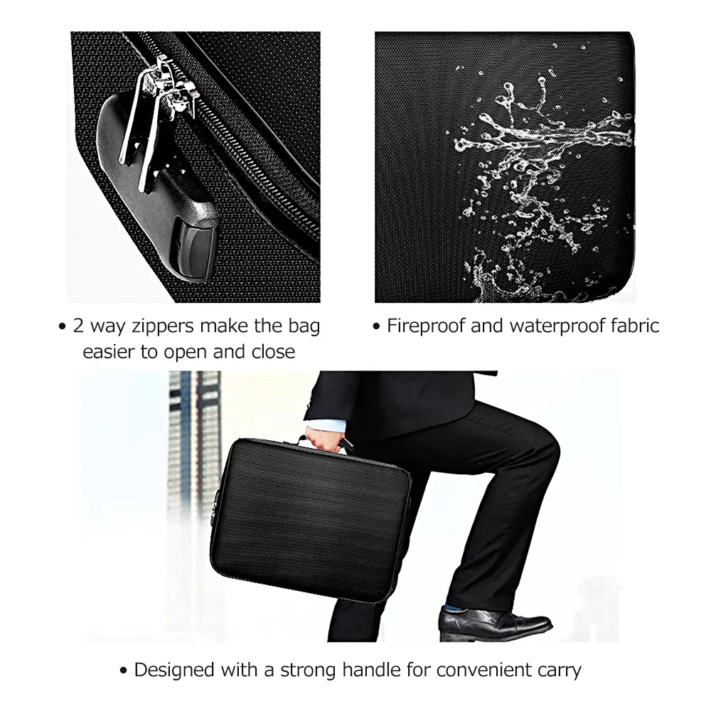 Multifunctional Multi-Layer Document Bag Large Capacity Fireproof Waterproof File Certificate Storage Bag with Password Lock