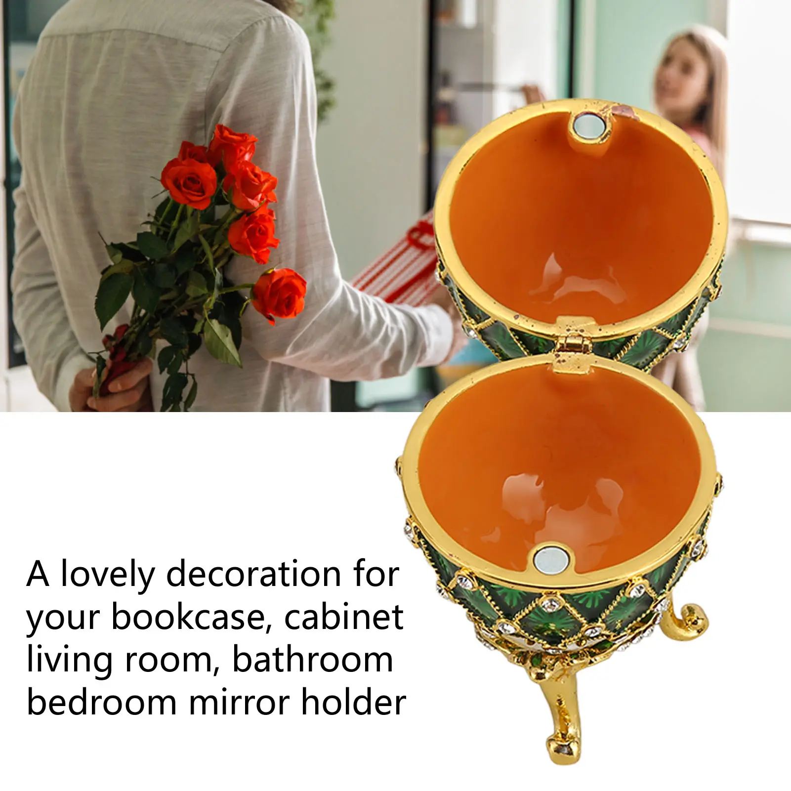 Egg Shape Trinket Boxes Egg Shape Trinket Boxes Vintage Exquisite Rhinestones Trinket Boxes with Hinged for Living Room