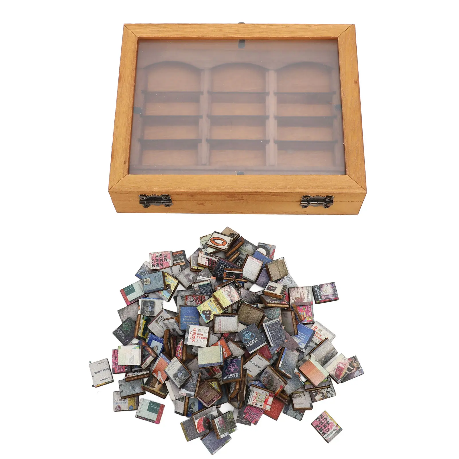 Miniature Bookshelf Ornament Stress Relieving Miniature Book Boxes Display Shelf Deformation Resistance Stylish for Bookstore