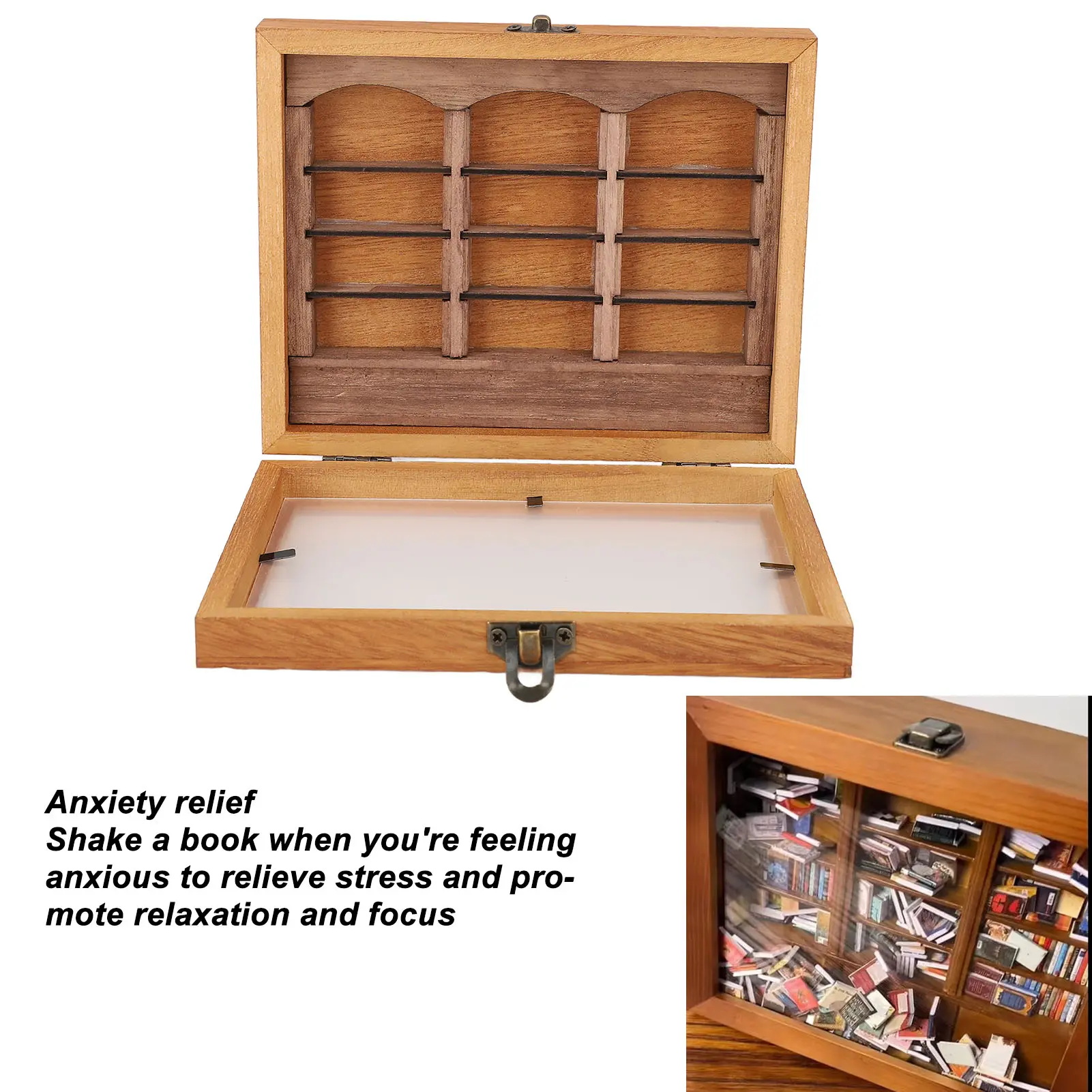 Miniature Bookshelf Ornament Stress Relieving Miniature Book Boxes Display Shelf Deformation Resistance Stylish for Bookstore