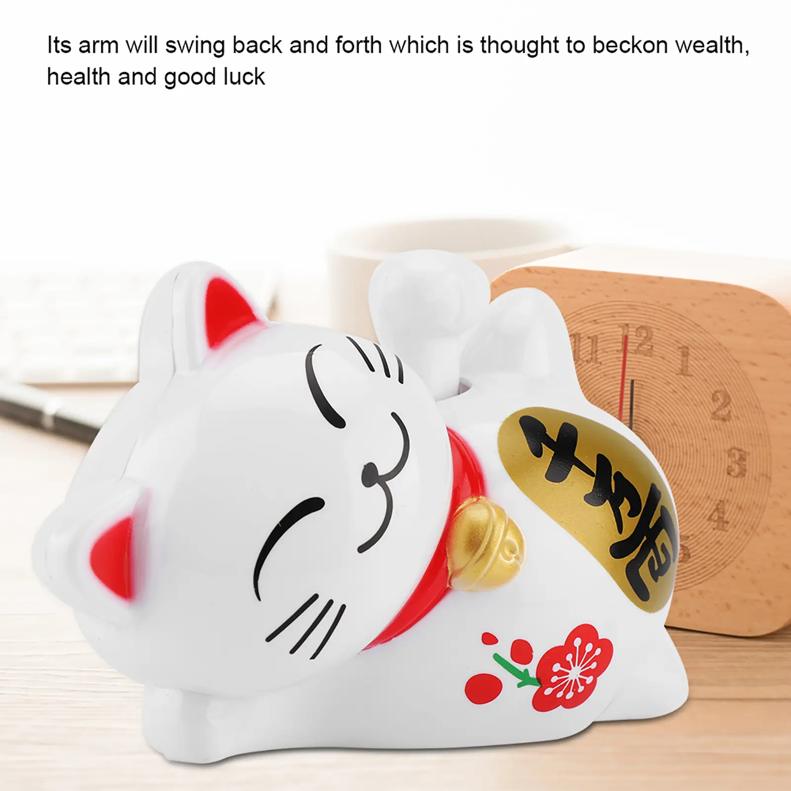 Beckoning Cat Solar Lucky Cat Solar Powered Adorable Lazy Lying Waving Beckoning Fortune Lucky Cat Car Accessories Welcoming Cat