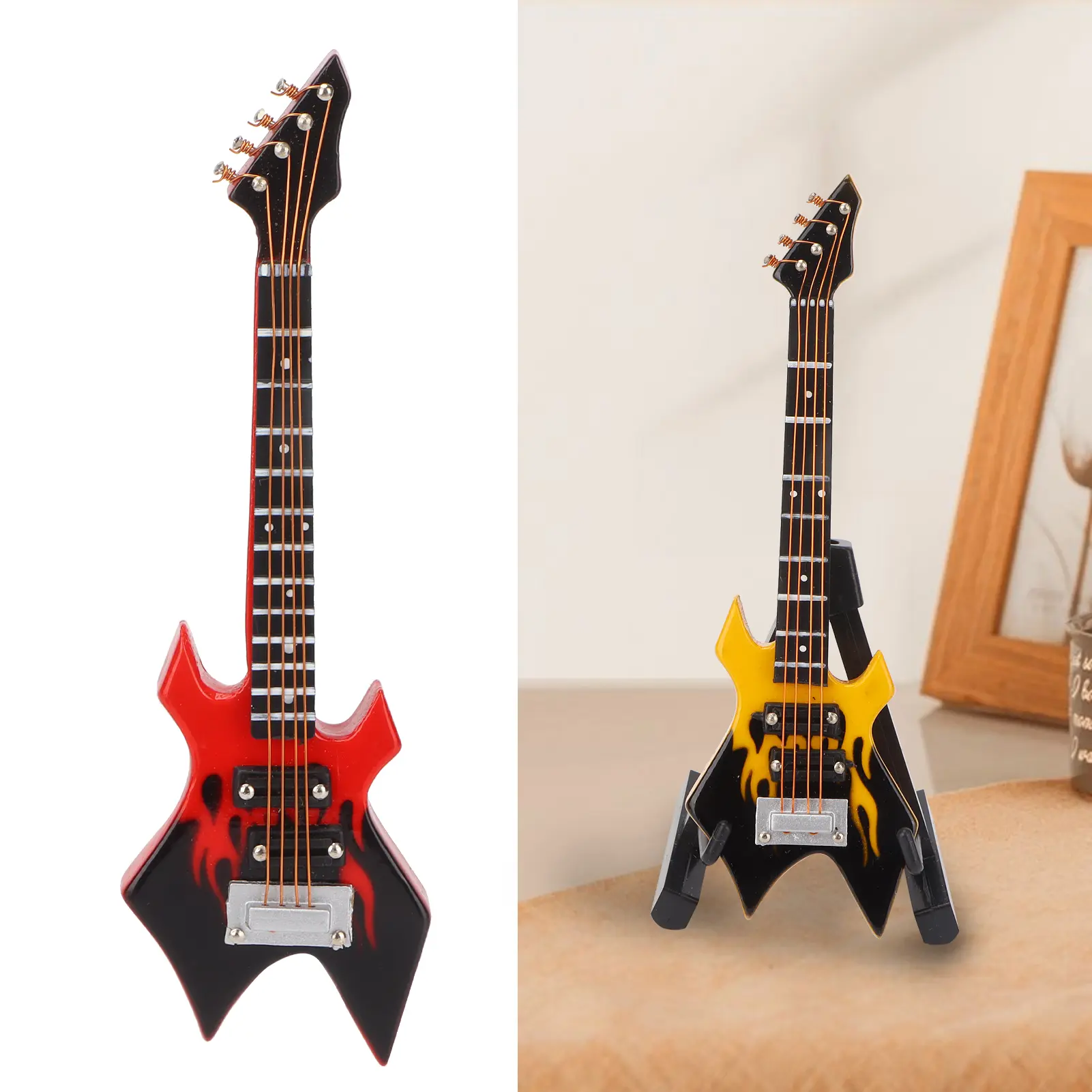 Bass Model Bass Model Miniature Wooden Simulation Guitar Model Musical Instrument Ornaments Guitar Bass Model Musical Bass Model