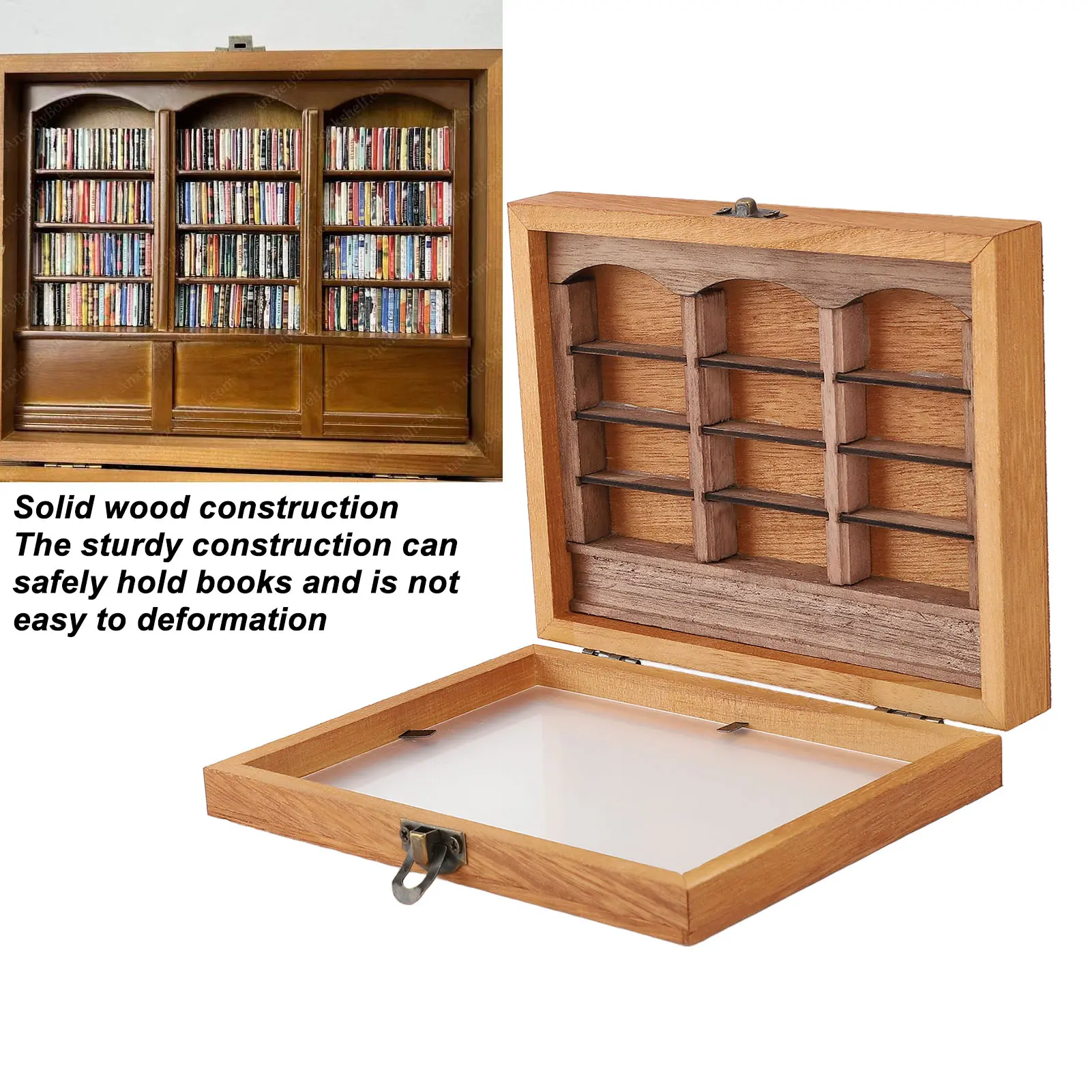 Miniature Bookshelf Ornament Stress Relieving Miniature Book Boxes Display Shelf Deformation Resistance Stylish for Bookstore