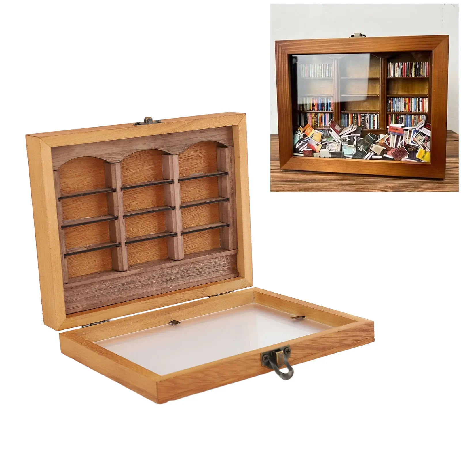 Miniature Bookshelf Ornament Stress Relieving Miniature Book Boxes Display Shelf Deformation Resistance Stylish for Bookstore