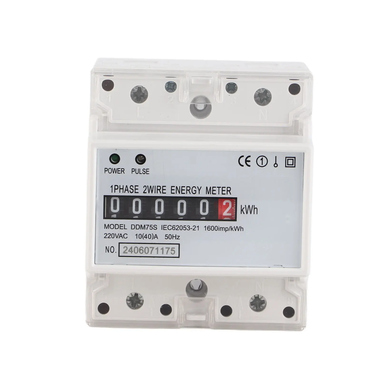 KWh Meter Single Phase 4P LED Din Rail Electricity Power Consumption Wattmeter Energy Mete DDM75S 10‑40A Electric Meter