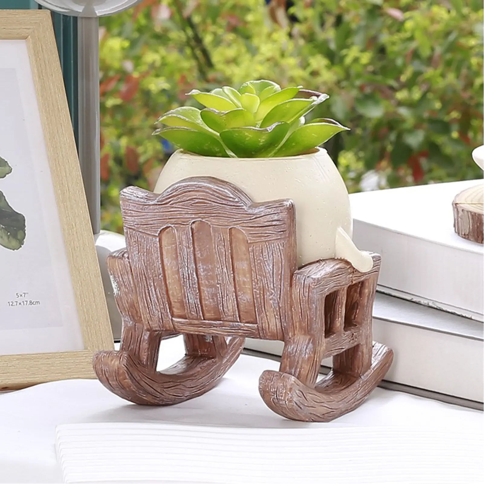 Rocking Chair Flower Pot Resin Patio Decorative Succulent Planter Garden Craft Ornament Resin Rocking Chair Planter