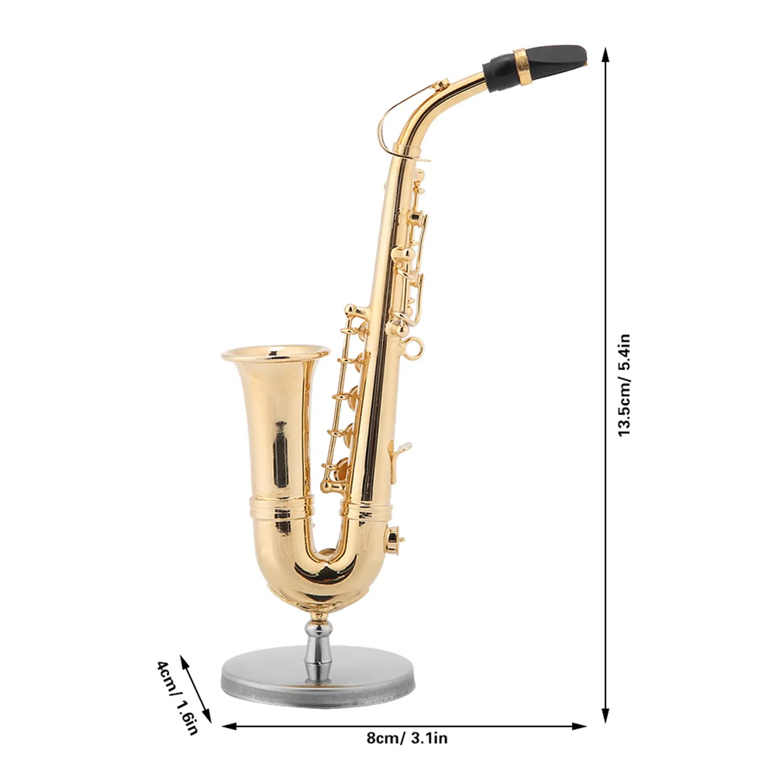 Miniature Alto Saxophone Replica with Stand and Case Gold Plated Instrument Model Ornaments Saxophone Model Miniature Saxophone