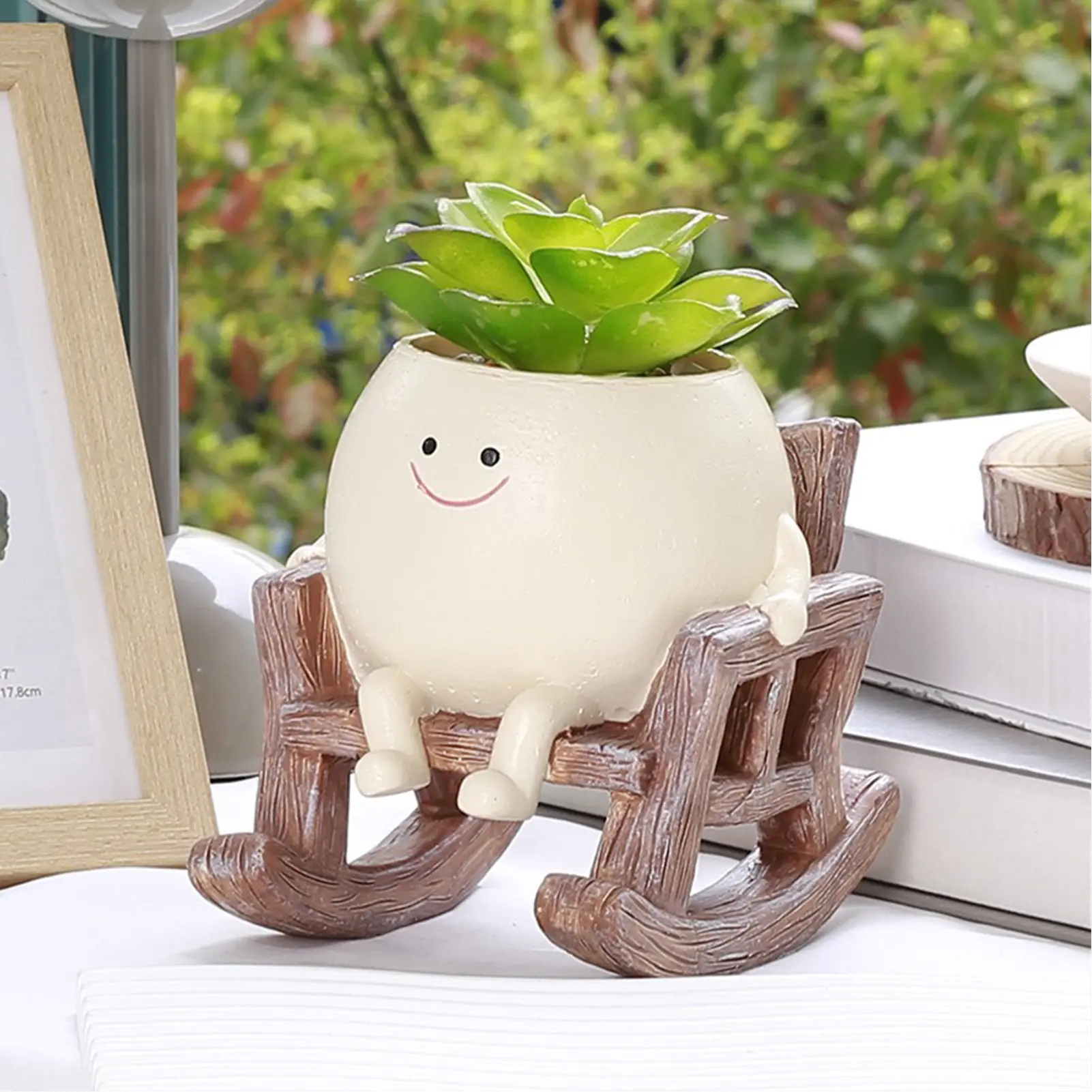 Rocking Chair Flower Pot Resin Patio Decorative Succulent Planter Garden Craft Ornament Resin Rocking Chair Planter