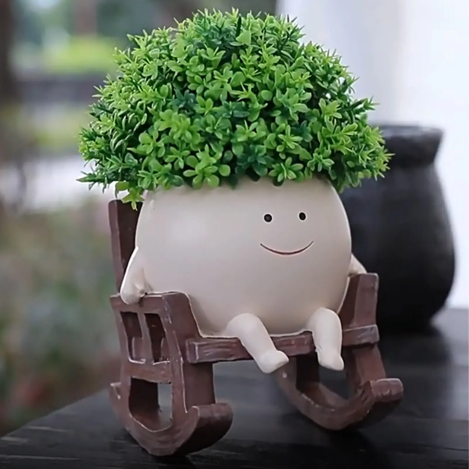 Rocking Chair Flower Pot Resin Patio Decorative Succulent Planter Garden Craft Ornament Resin Rocking Chair Planter