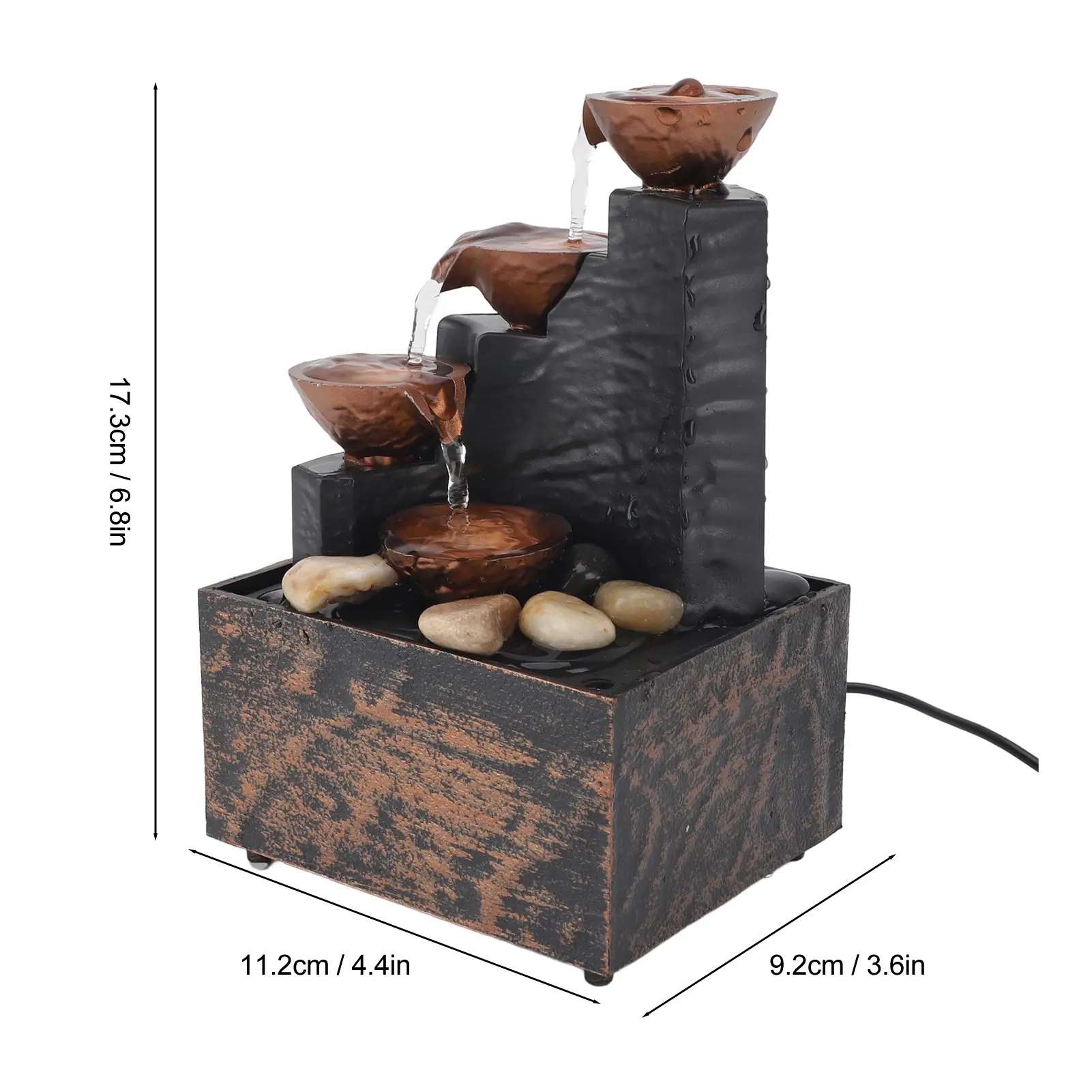 Desk Water Fountain  Decorative Lightweight USB Indoor Tabletop Waterfall Fountain Wealth Attracting for Office