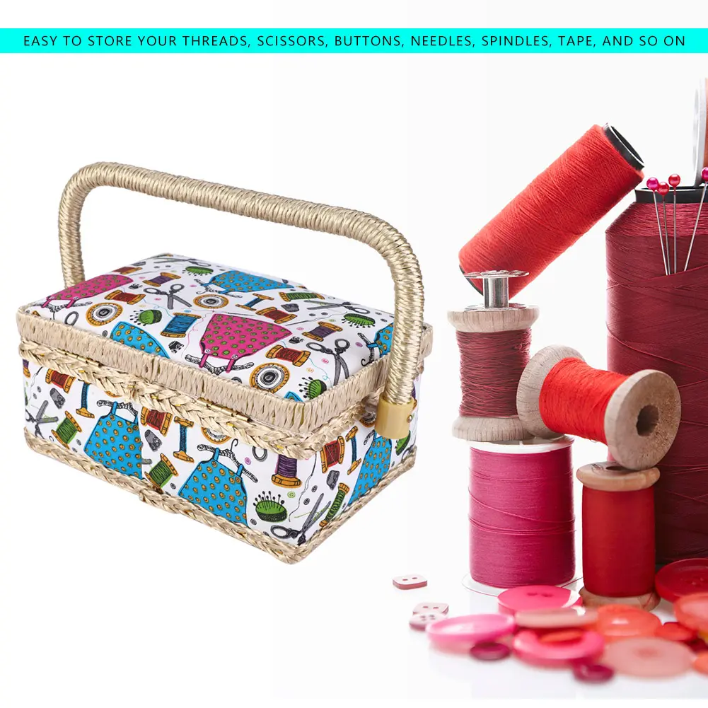 Cloth Sewing Storage Box Household Fabric Craft Handmade Sewing Basket Thread Needle Storage Box Organizer Handmade Sewing Box