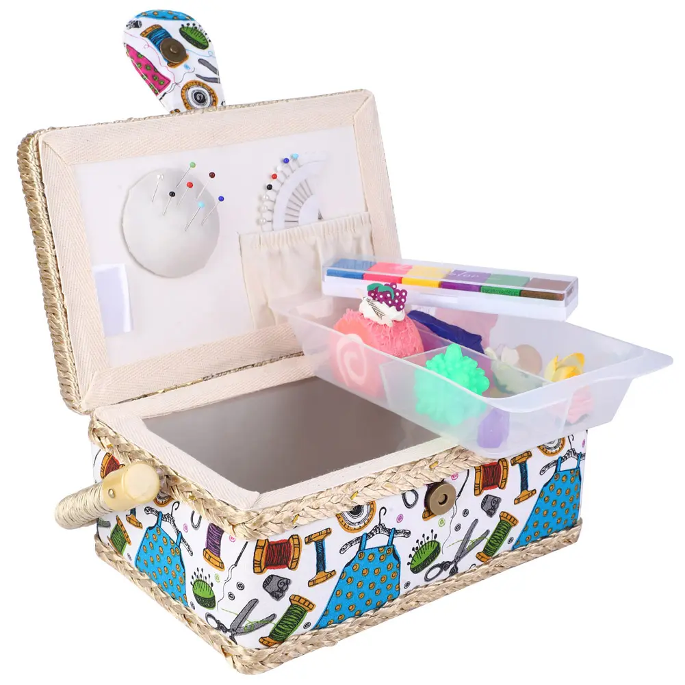 Cloth Sewing Storage Box Household Fabric Craft Handmade Sewing Basket Thread Needle Storage Box Organizer Handmade Sewing Box